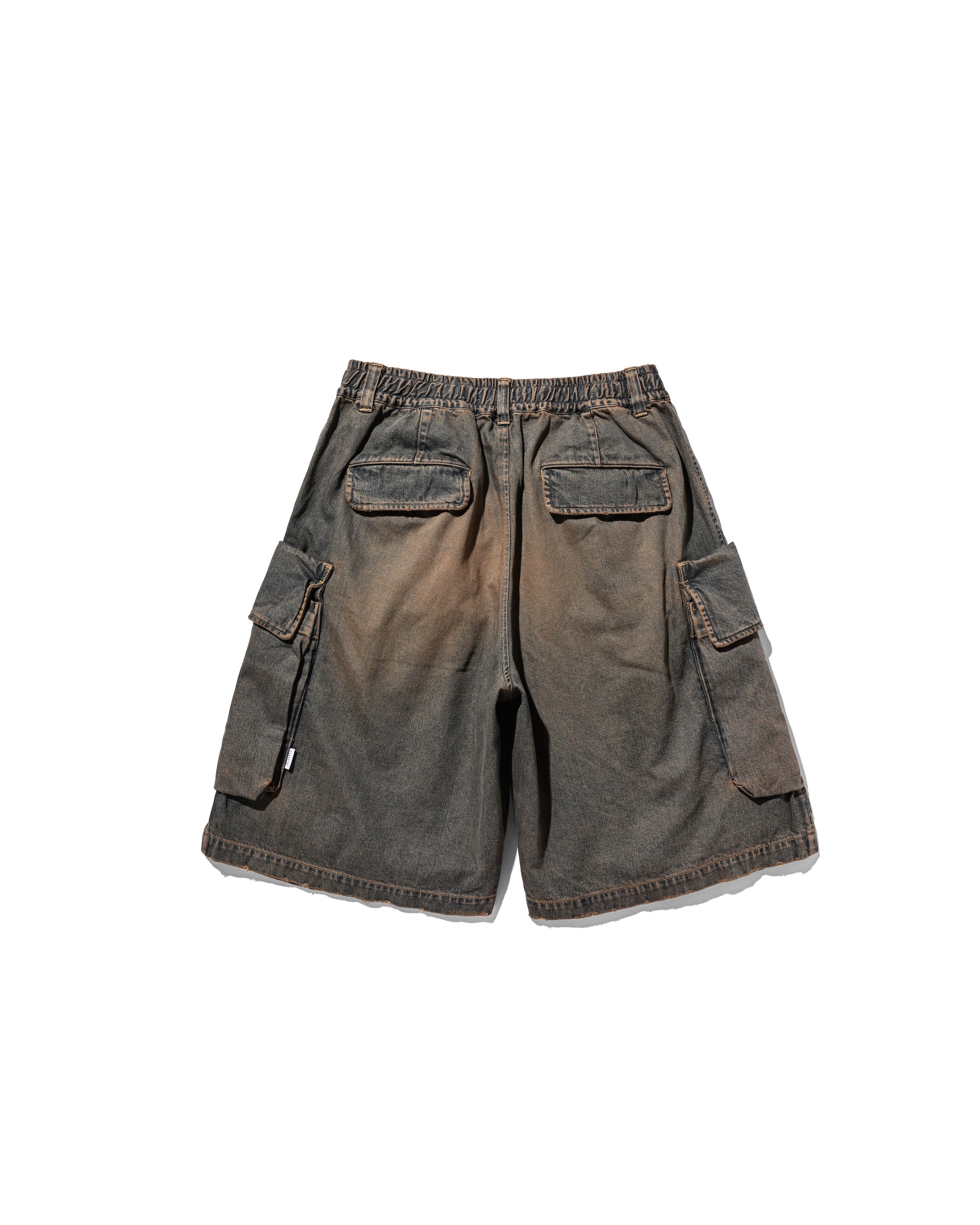 VINTAGE DYED SELVEDGE DENIM CITY MILITARY HALF PANTS (VINTAGE BROWN)