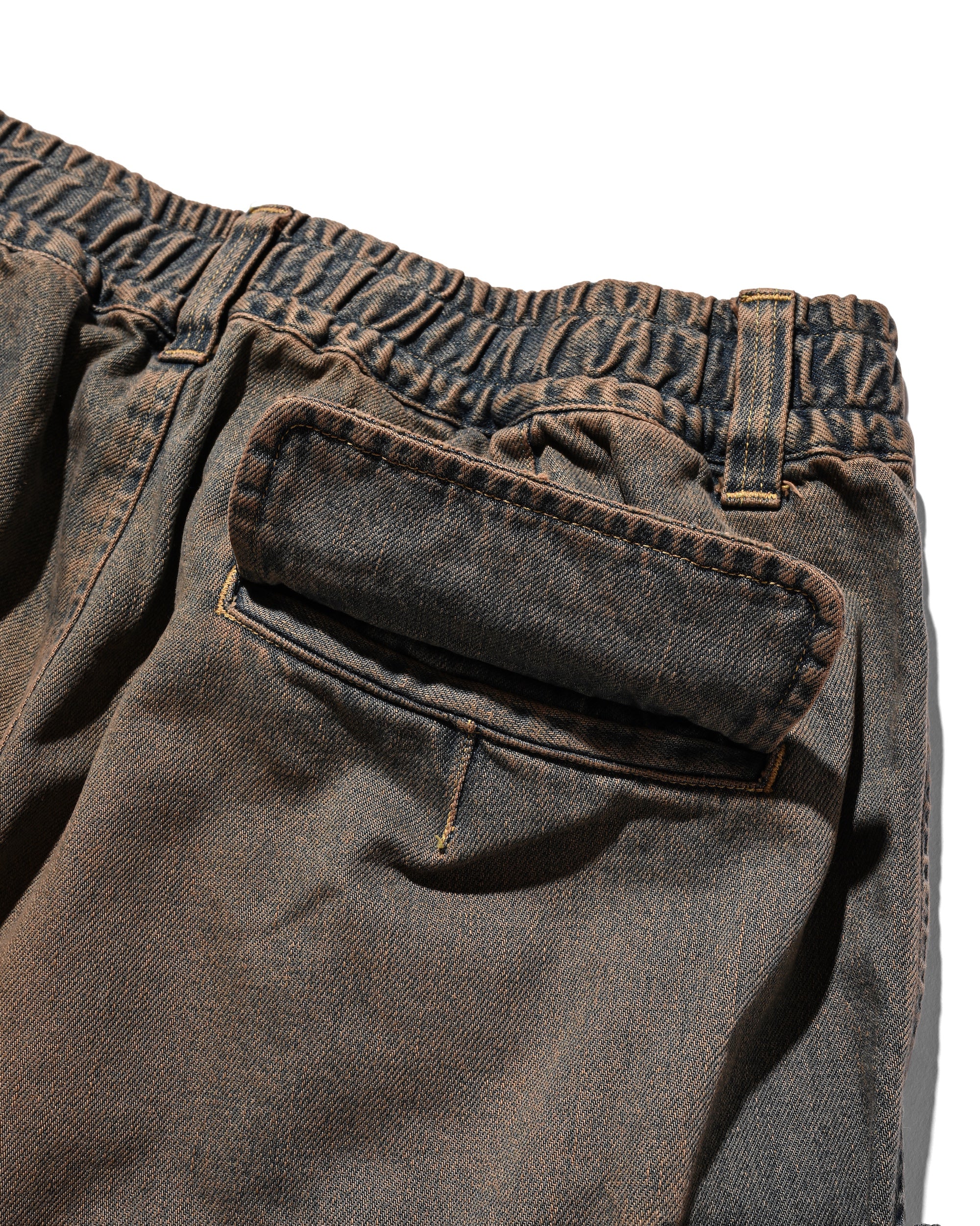 VINTAGE DYED SELVEDGE DENIM CITY MILITARY HALF PANTS (VINTAGE BROWN)