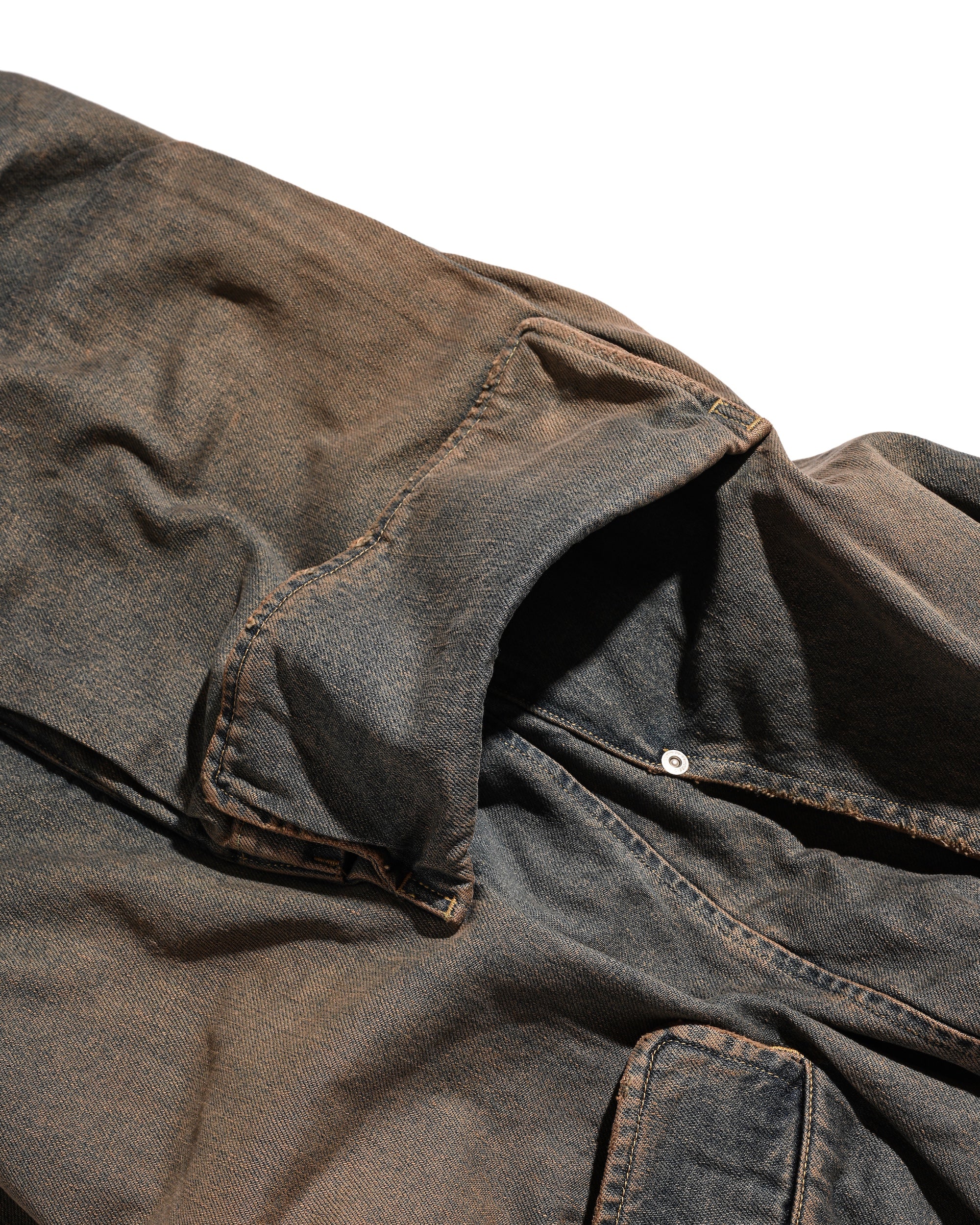 【3.18 WED 20:00- IN STOCK】VINTAGE DYED SELVEDGE DENIM CITY MILITARY HALF PANTS (VINTAGE BROWN)