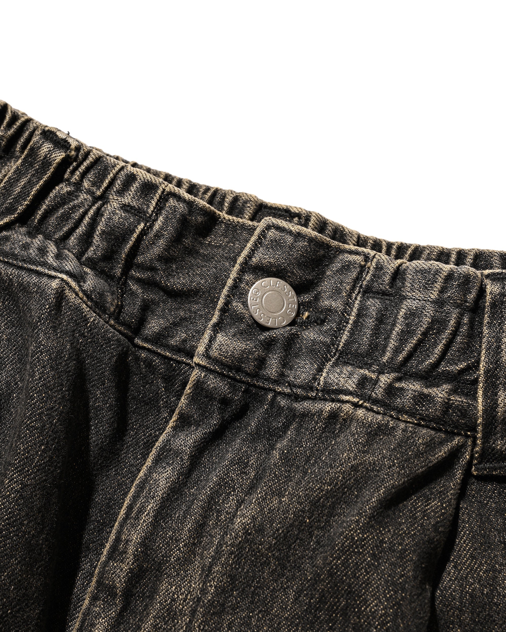 VINTAGE DYED SELVEDGE DENIM CITY MILITARY HALF PANTS (VINTAGE BLACK)