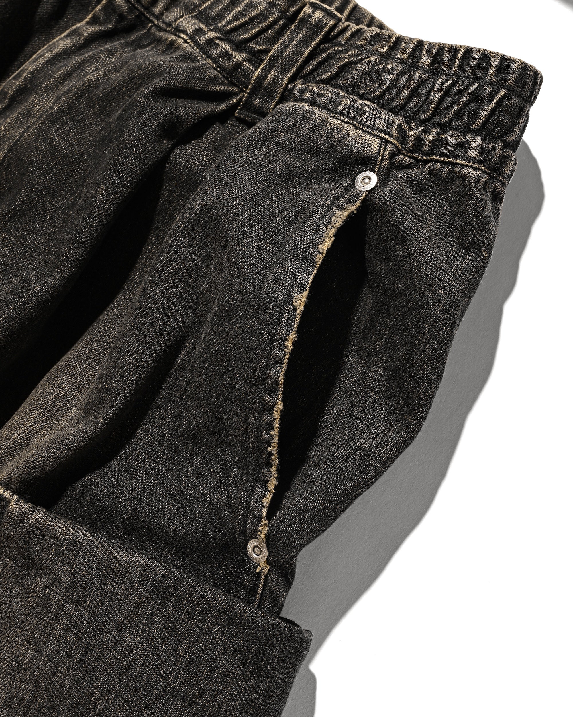 VINTAGE DYED SELVEDGE DENIM CITY MILITARY HALF PANTS (VINTAGE BLACK)