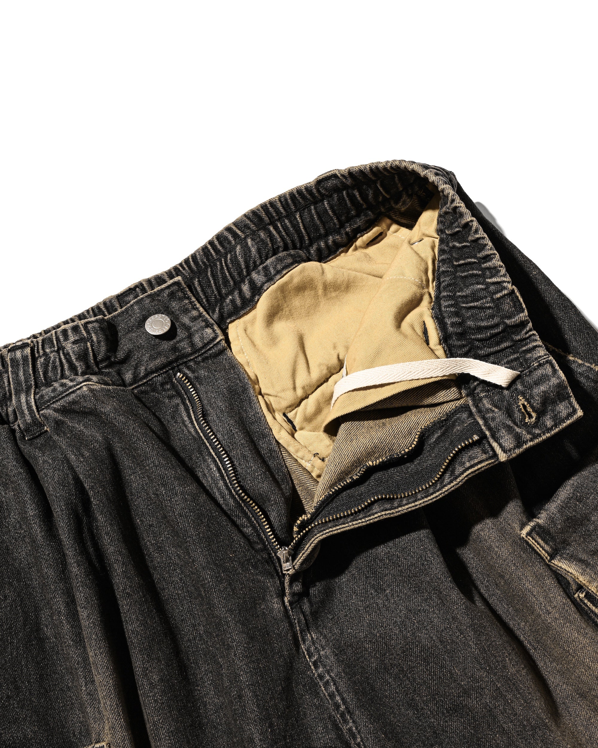 【3.18 WED 20:00- IN STOCK】VINTAGE DYED SELVEDGE DENIM CITY MILITARY HALF PANTS (VINTAGE BLACK)