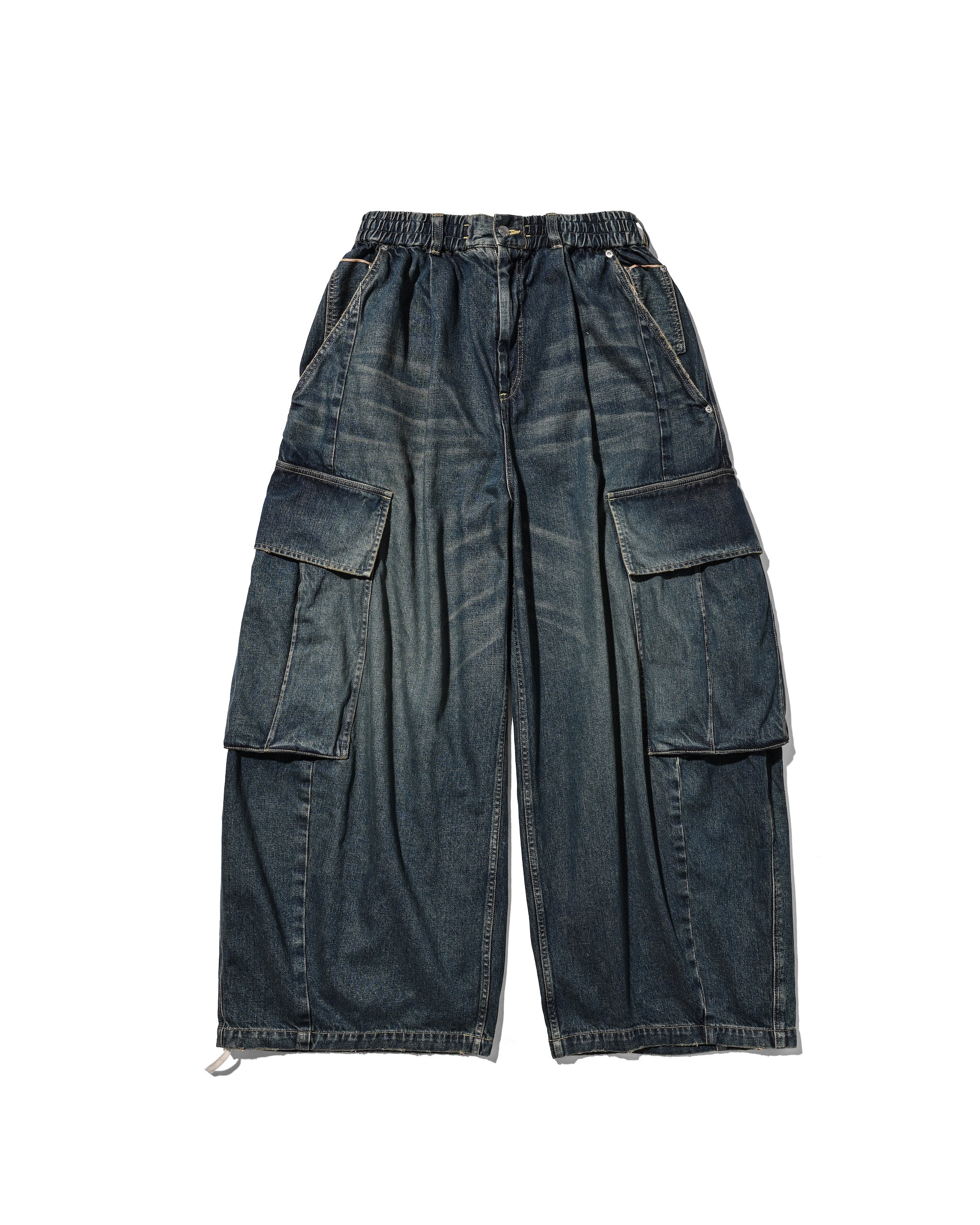 VINTAGE DYED SELVEDGE DENIM CITY MEGA POCKET BALLOON CARGO PANTS (VINT