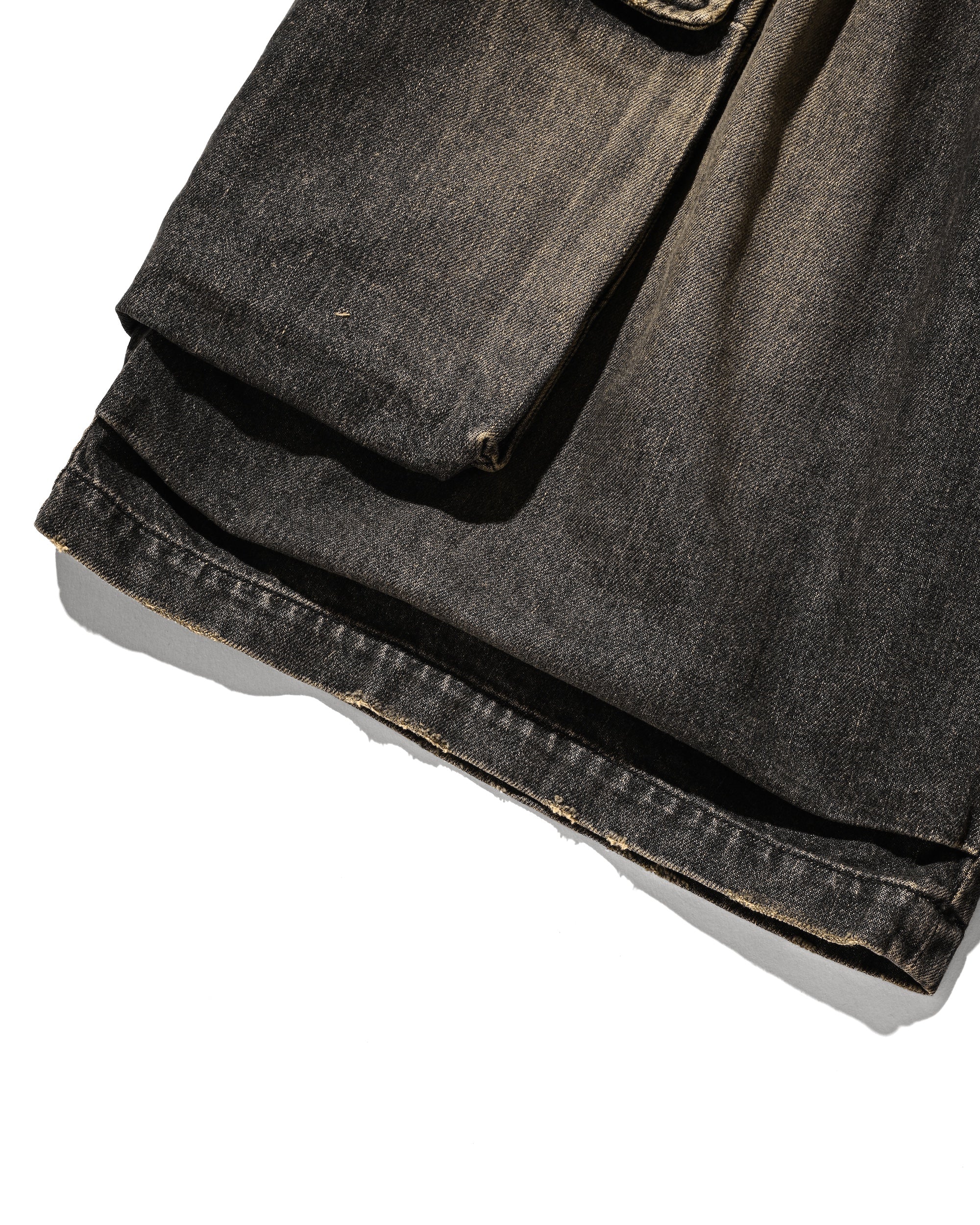 VINTAGE DYED SELVEDGE DENIM CITY MILITARY HALF PANTS (VINTAGE BLACK)