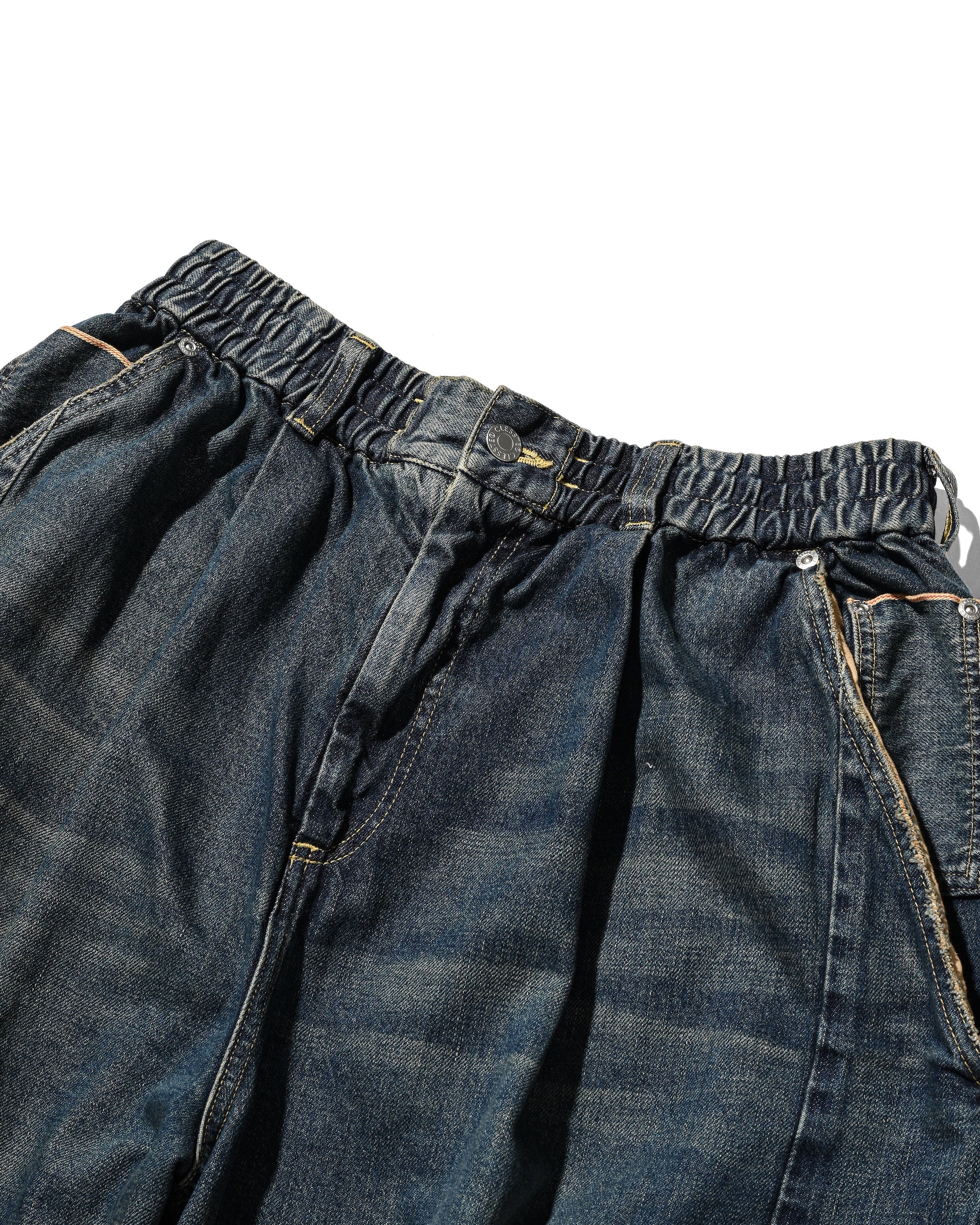 VINTAGE DYED SELVEDGE DENIM CITY MEGA POCKET BALLOON CARGO PANTS (VINTAGE INDIGO)