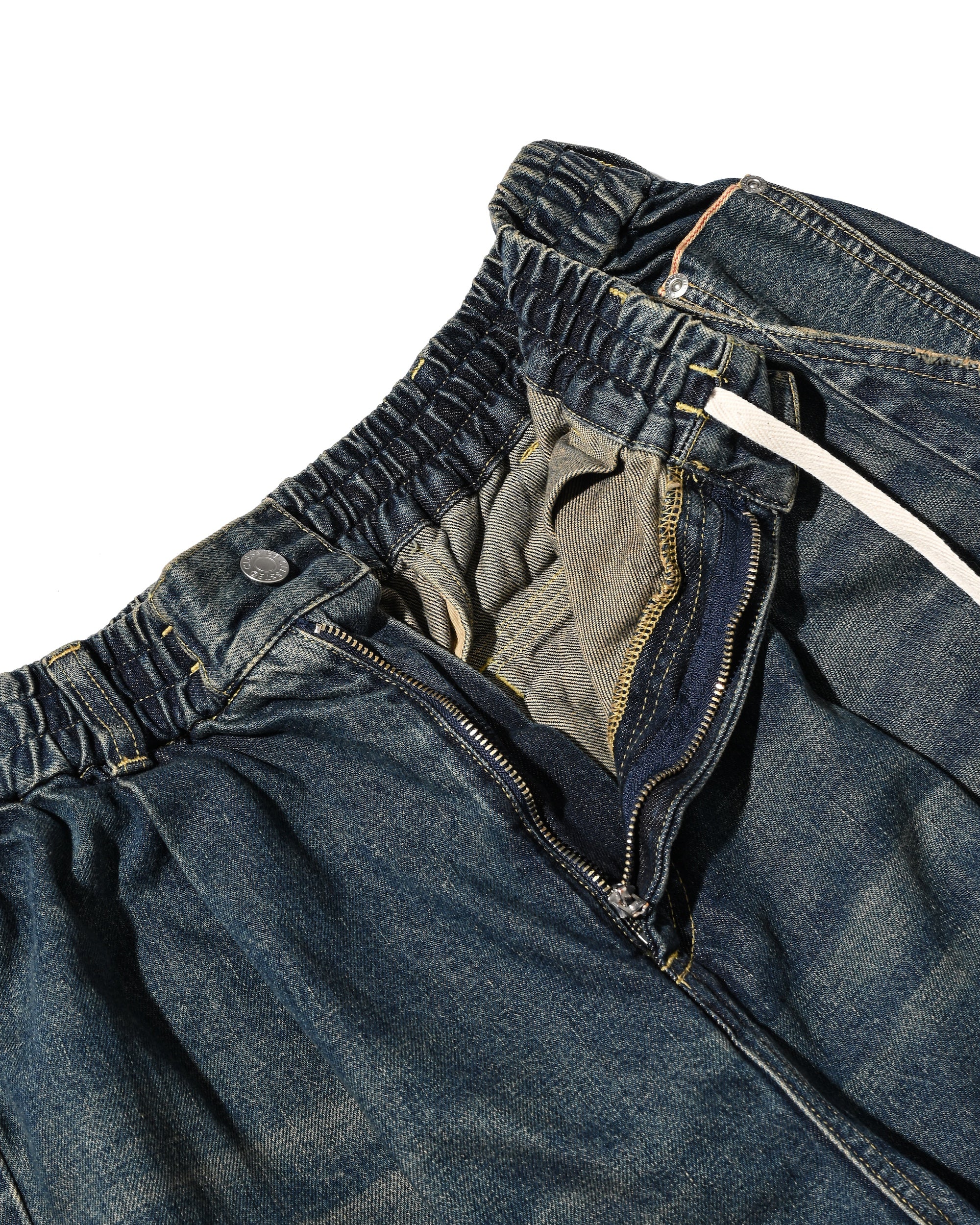VINTAGE DYED SELVEDGE DENIM CITY MEGA POCKET BALLOON CARGO PANTS (VINTAGE INDIGO)