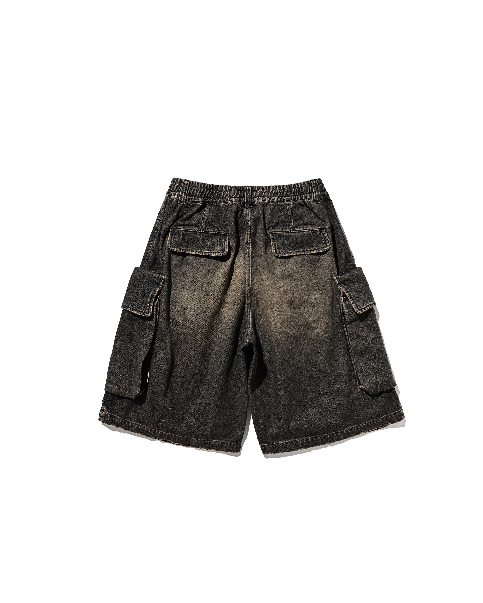 VINTAGE DYED SELVEDGE DENIM CITY MILITARY HALF PANTS (VINTAGE BLACK)