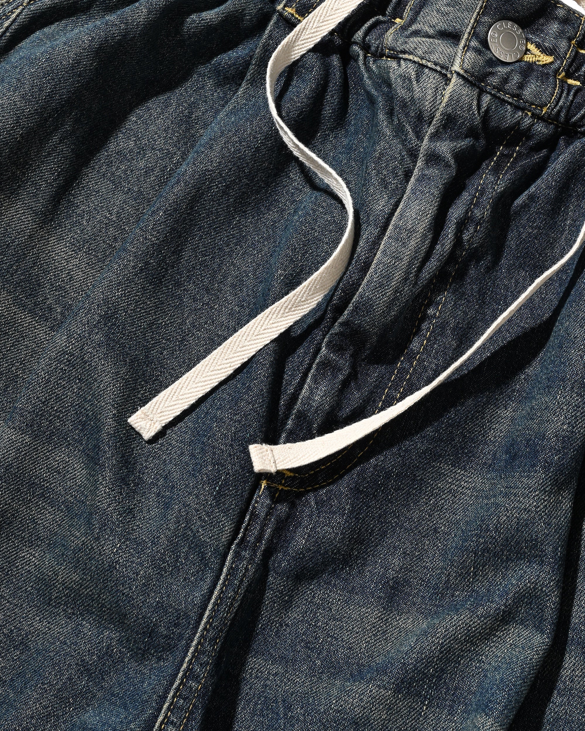 VINTAGE DYED SELVEDGE DENIM CITY MEGA POCKET BALLOON CARGO PANTS (VINTAGE INDIGO)