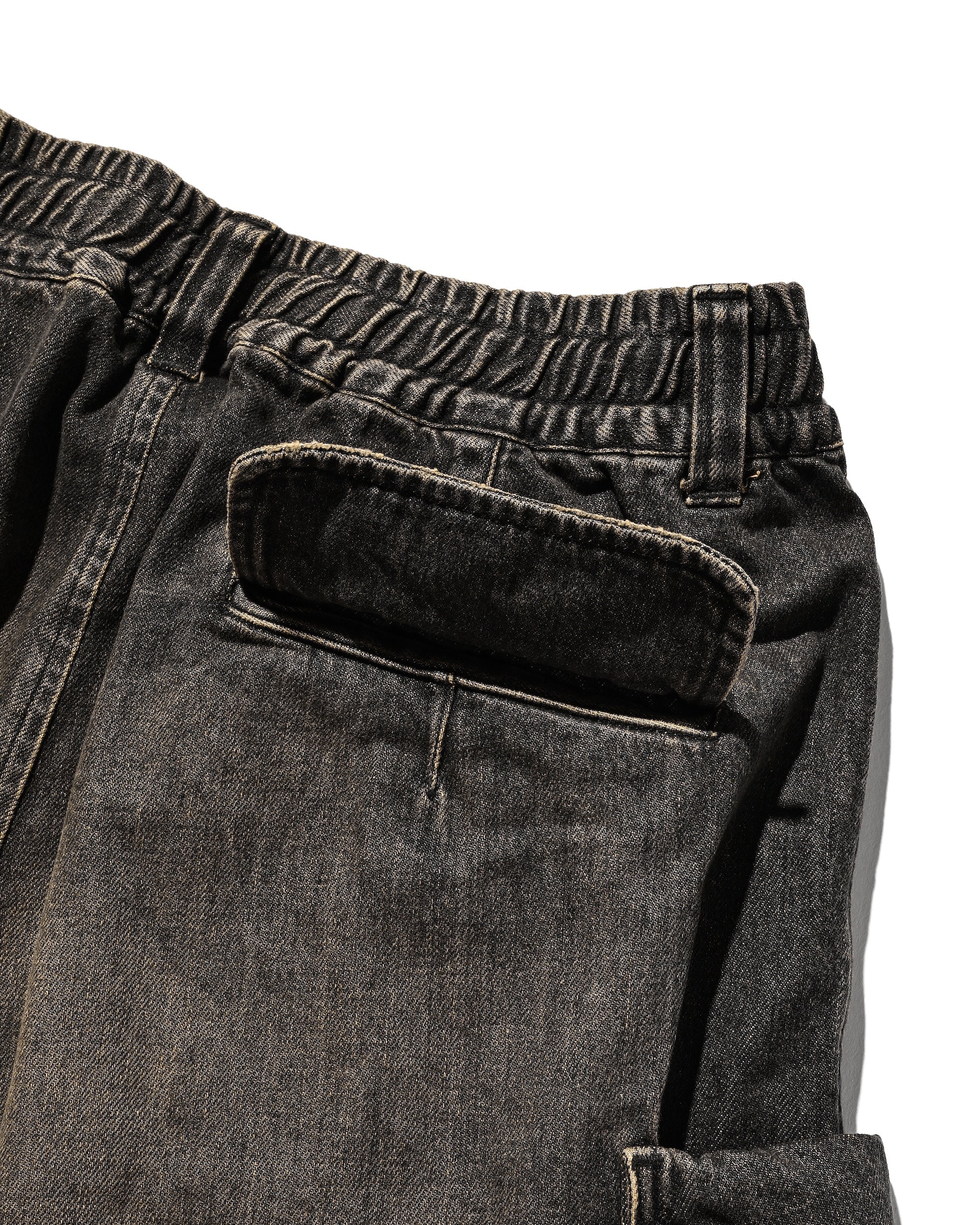 VINTAGE DYED SELVEDGE DENIM CITY MILITARY HALF PANTS (VINTAGE BLACK)
