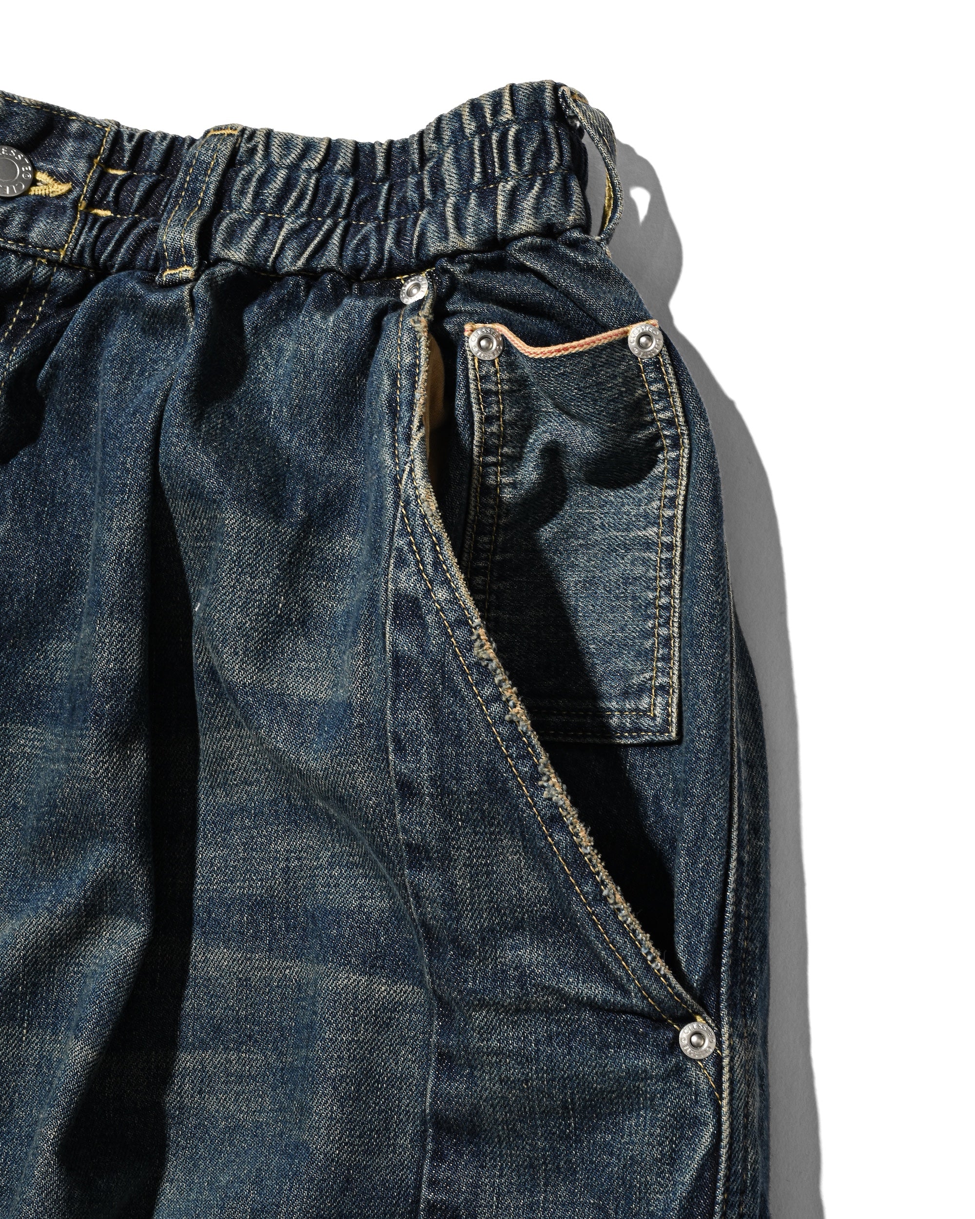 VINTAGE DYED SELVEDGE DENIM CITY MEGA POCKET BALLOON CARGO PANTS (VINTAGE INDIGO)
