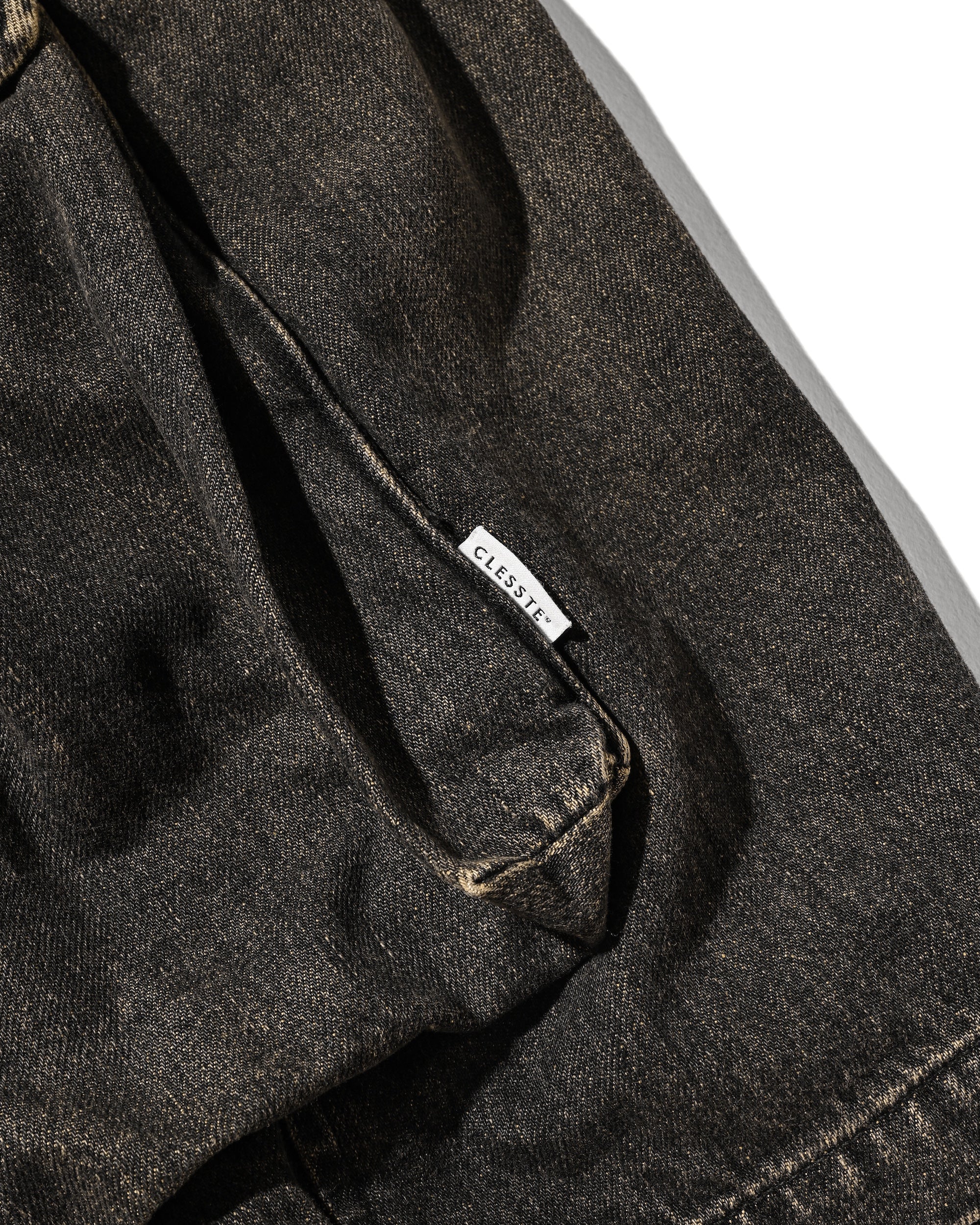 【3.18 WED 20:00- IN STOCK】VINTAGE DYED SELVEDGE DENIM CITY MILITARY HALF PANTS (VINTAGE BLACK)