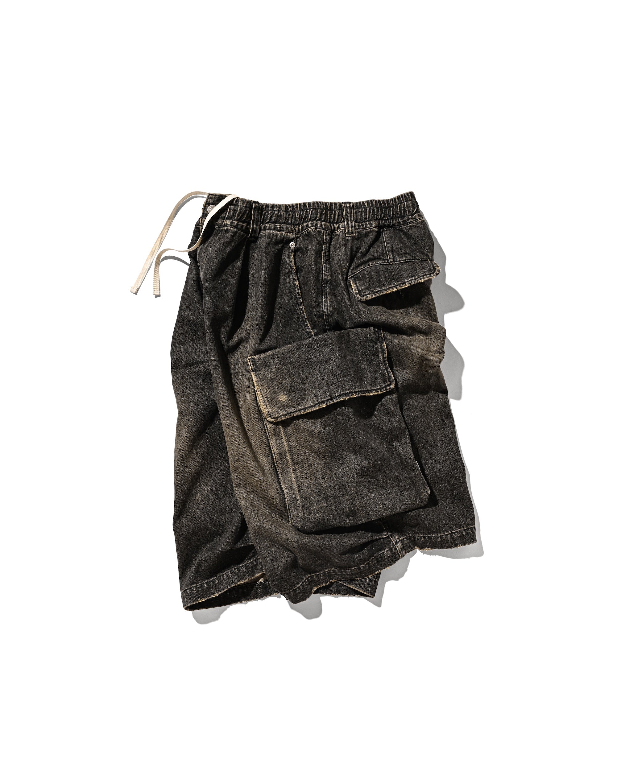 【3.18 WED 20:00- IN STOCK】VINTAGE DYED SELVEDGE DENIM CITY MILITARY HALF PANTS (VINTAGE BLACK)