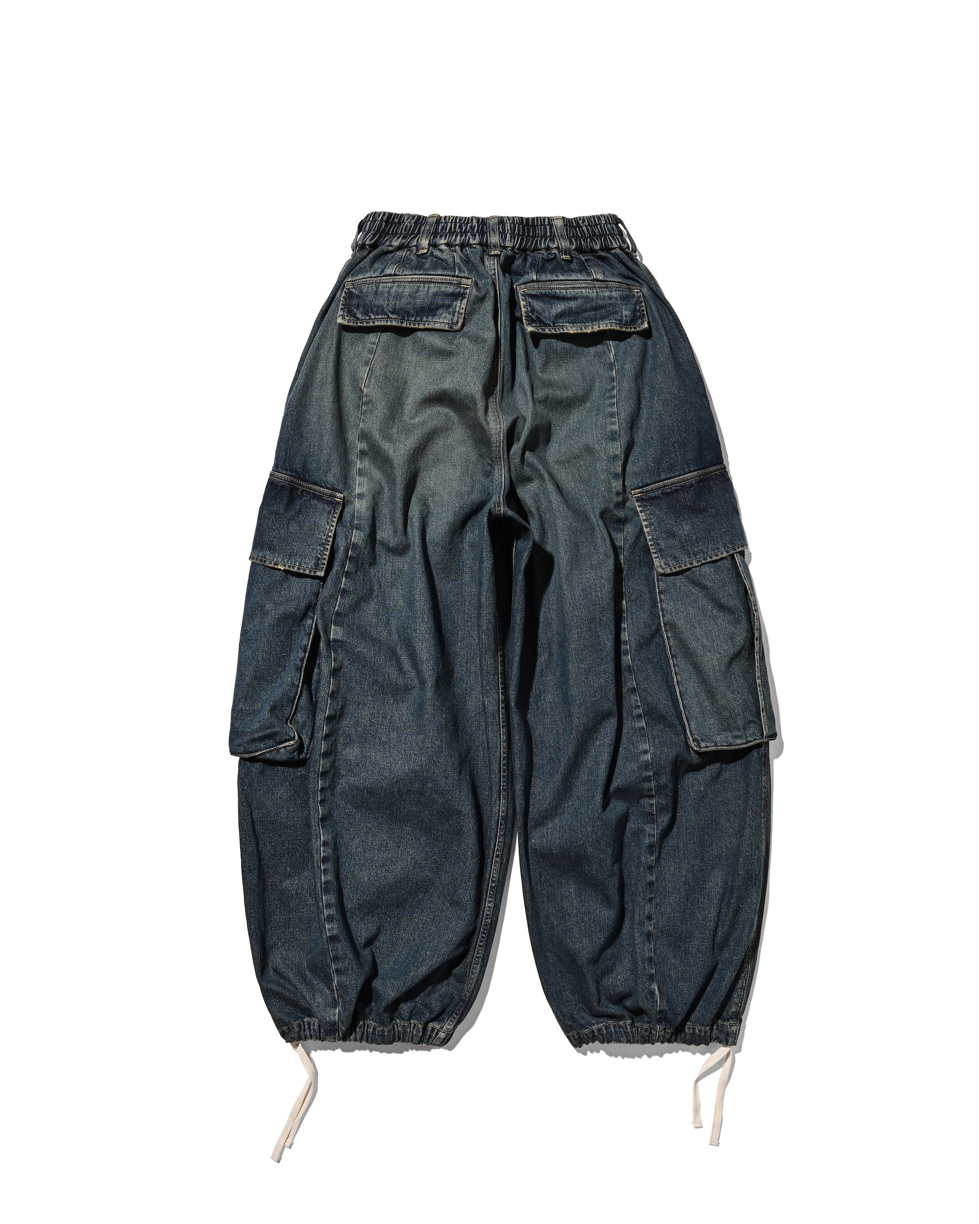 VINTAGE DYED SELVEDGE DENIM CITY MEGA POCKET BALLOON CARGO PANTS (VINT