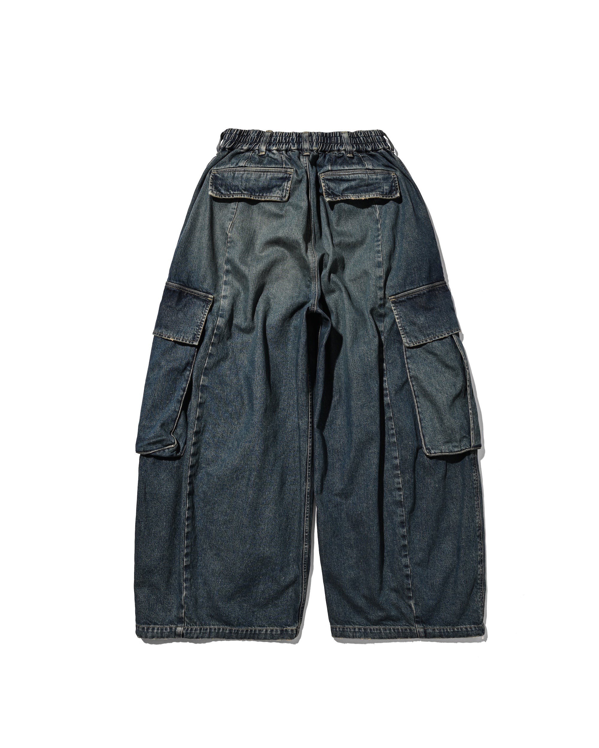 【4.4 SAT 20:00- IN STOCK】VINTAGE DYED SELVEDGE DENIM  CITY MEGA POCKET BALLOON CARGO PANTS (VINTAGE INDIGO)