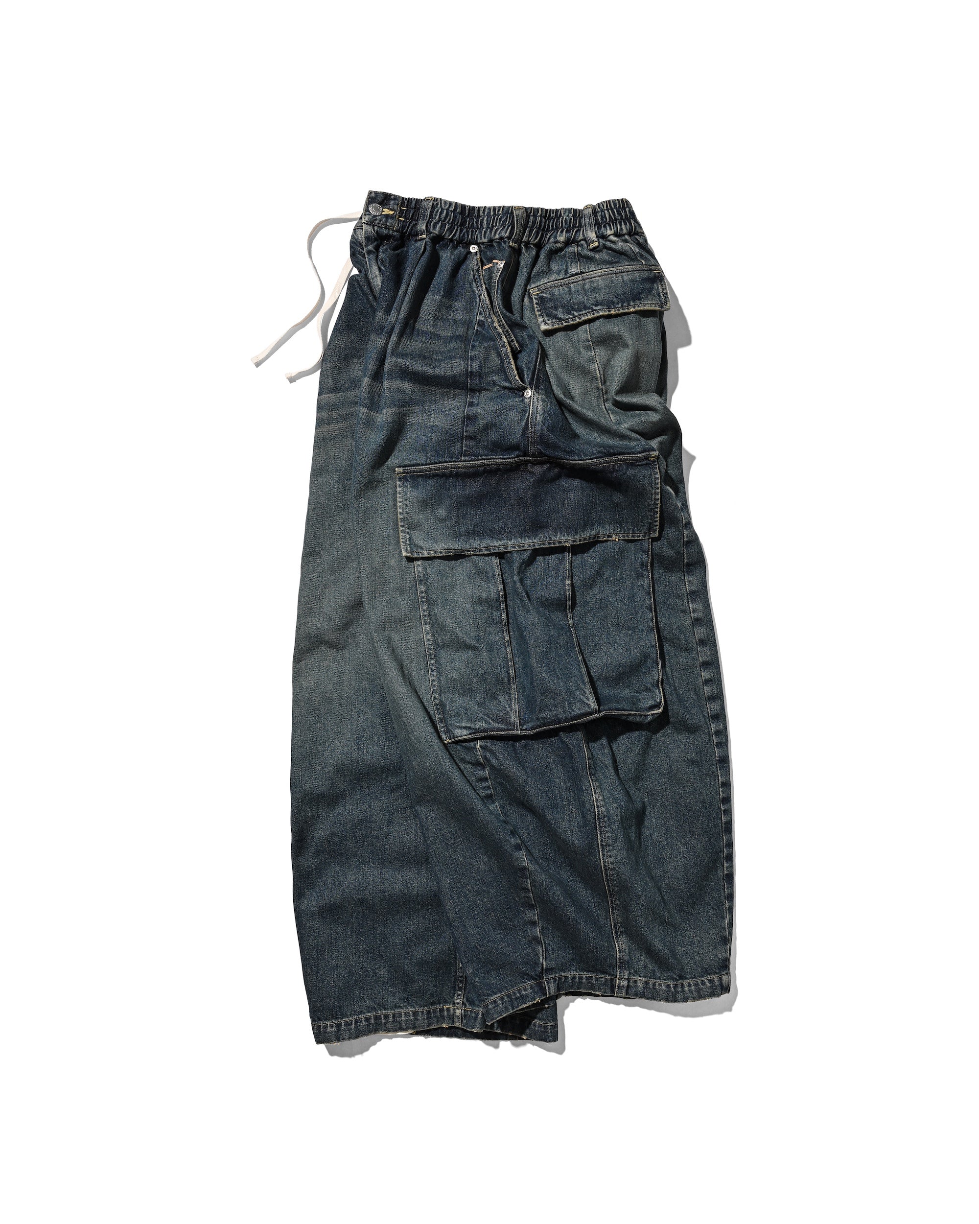 VINTAGE DYED SELVEDGE DENIM CITY MEGA POCKET BALLOON CARGO PANTS (VINT