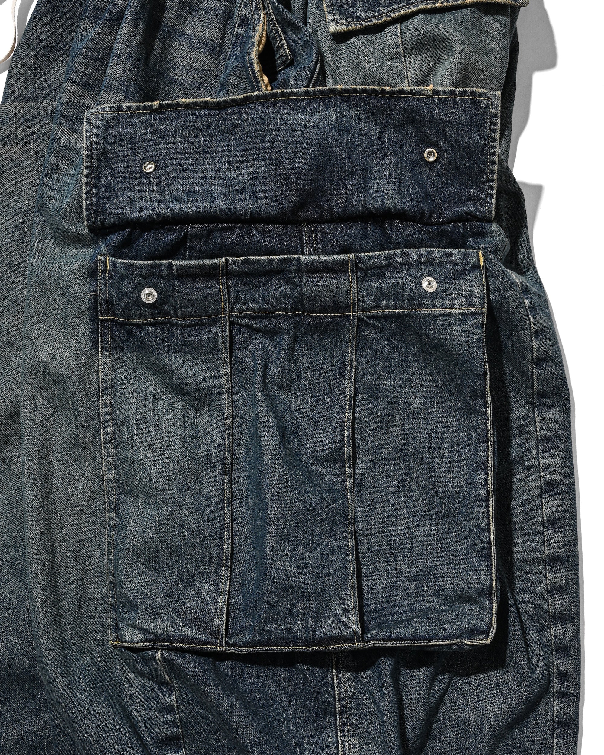 VINTAGE DYED SELVEDGE DENIM CITY MEGA POCKET BALLOON CARGO PANTS (VINTAGE INDIGO)
