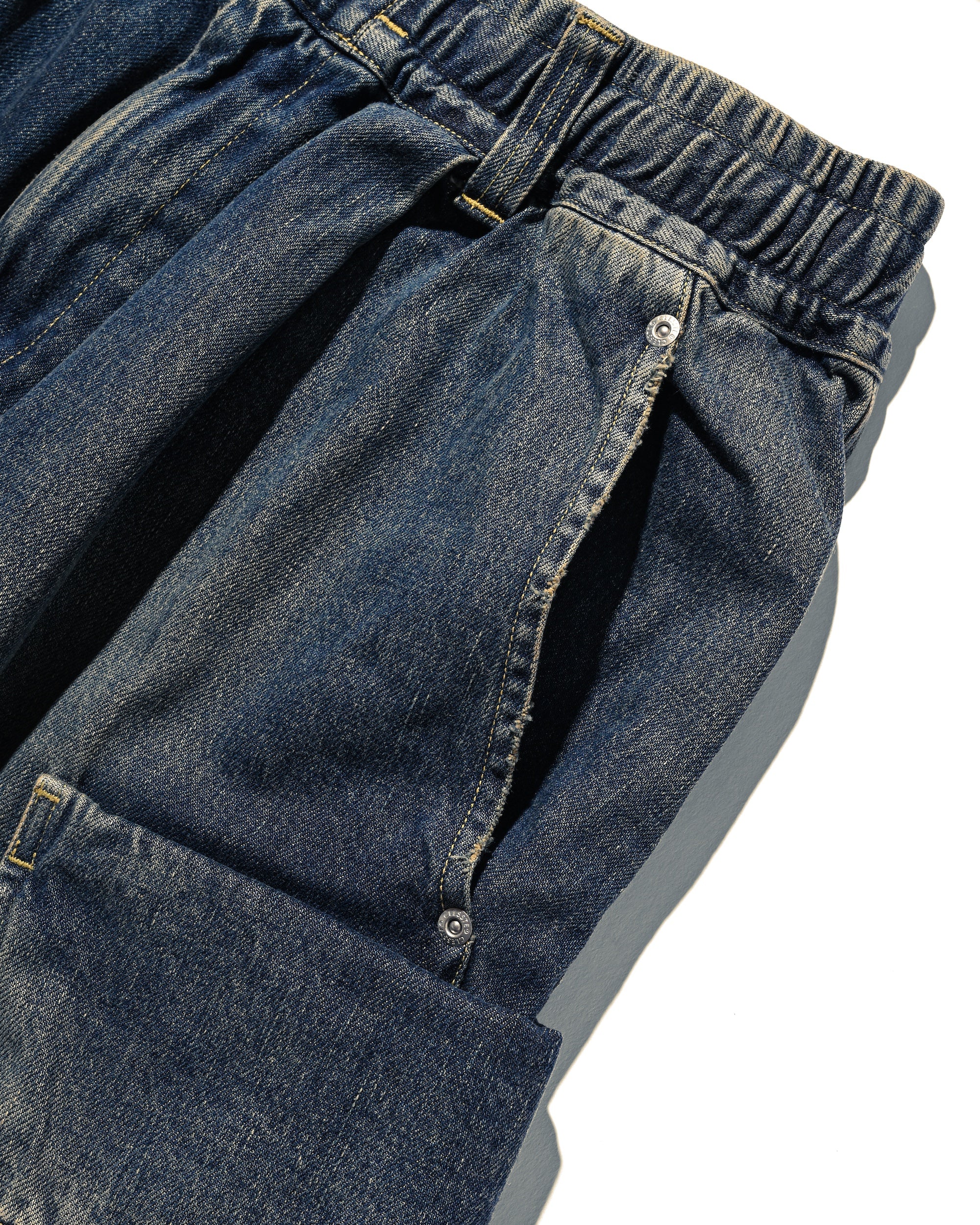 VINTAGE DYED SELVEDGE DENIM CITY MILITARY HALF PANTS (VINTAGE INDIGO)