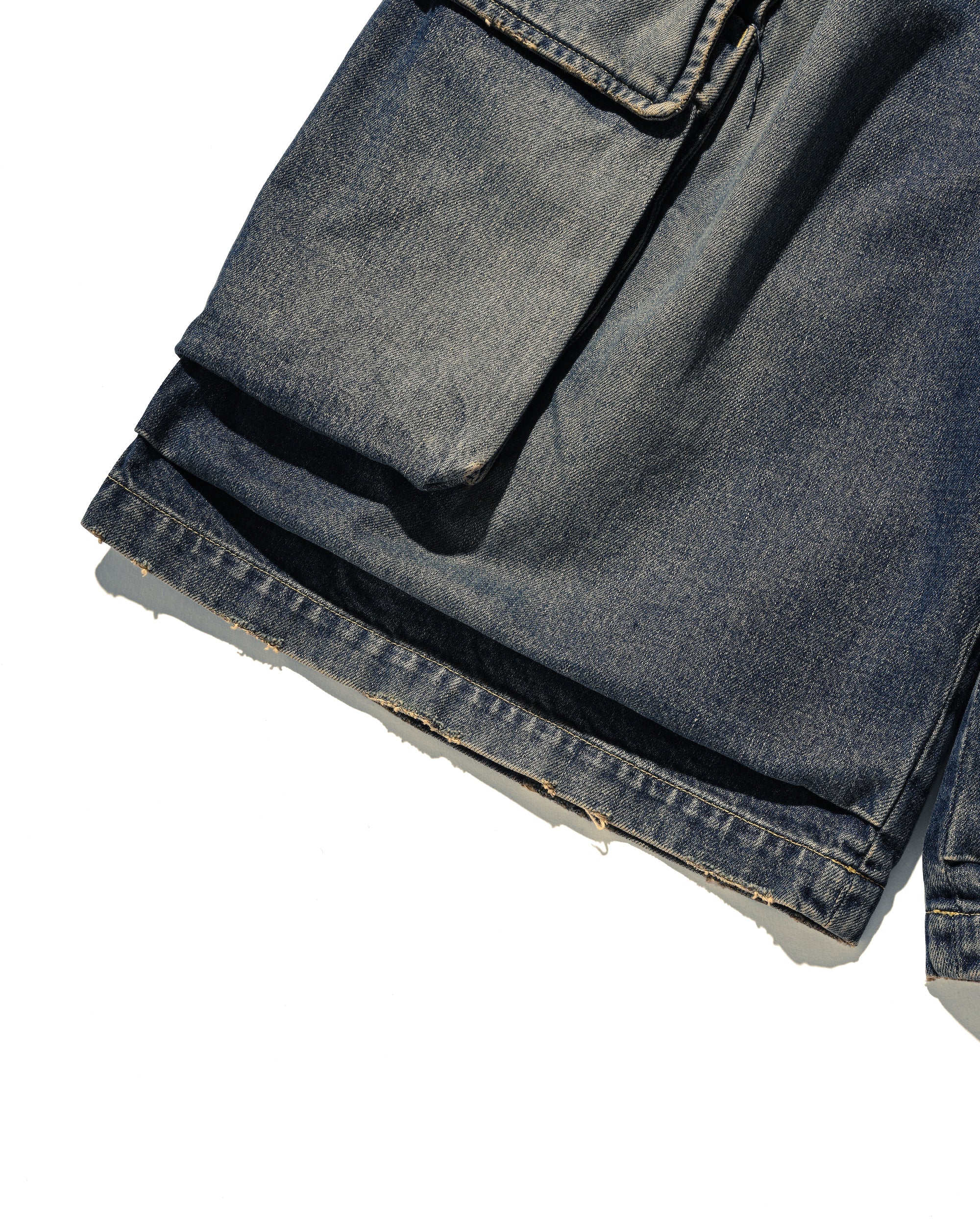 VINTAGE DYED SELVEDGE DENIM CITY MILITARY HALF PANTS (VINTAGE INDIGO)