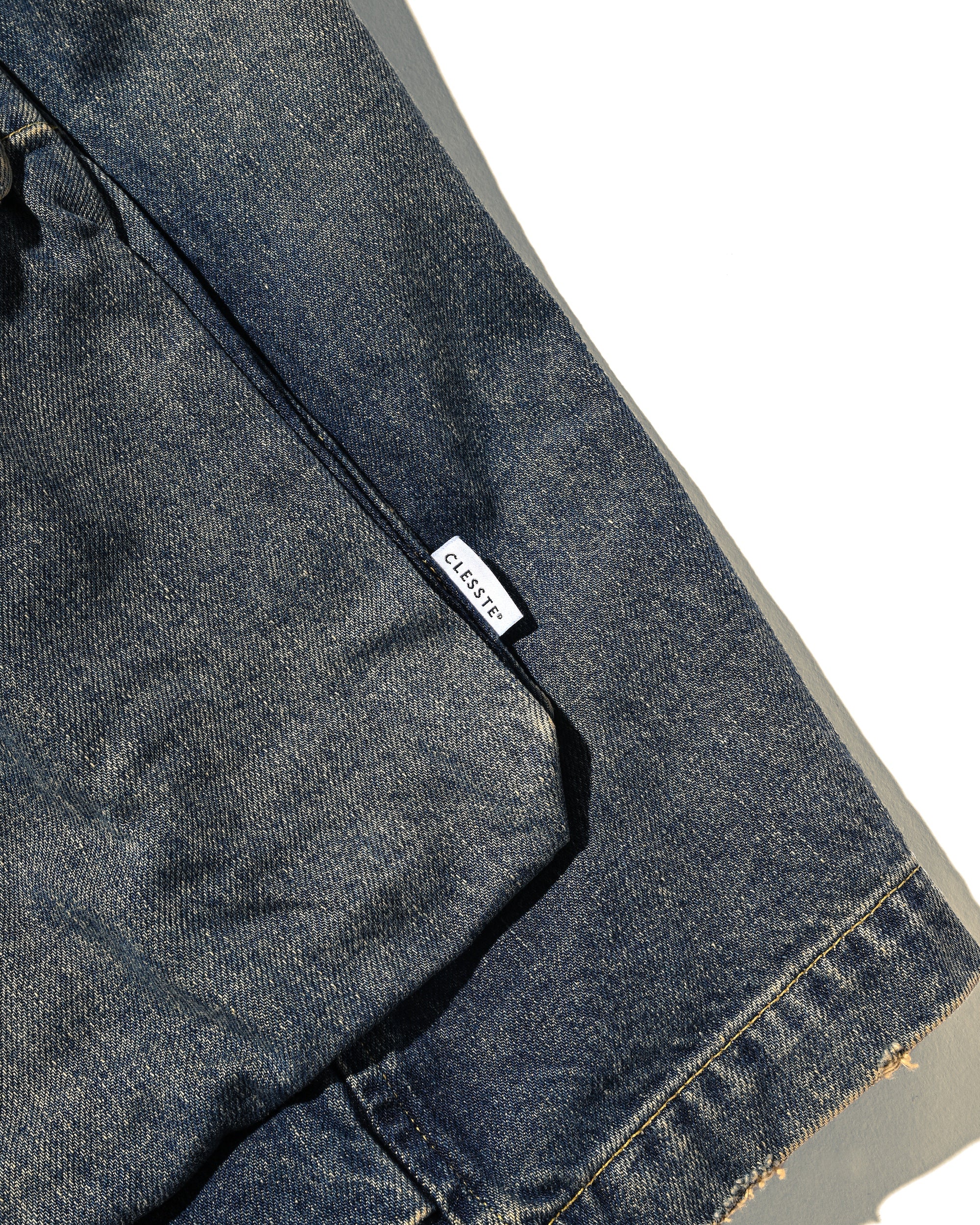 VINTAGE DYED SELVEDGE DENIM CITY MILITARY HALF PANTS (VINTAGE INDIGO)