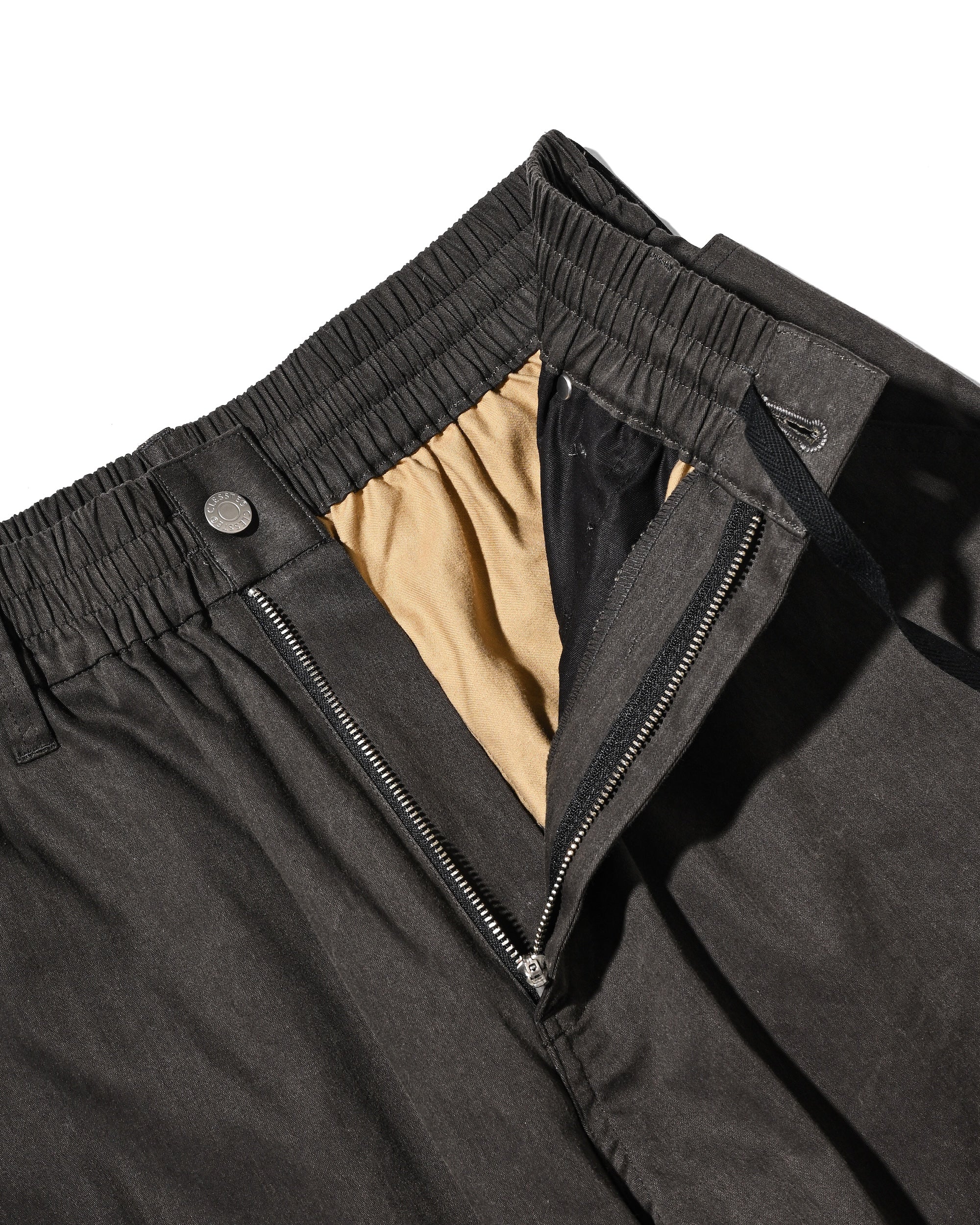 VINTAGE EFFECT DOUBLE KNEE CURVED WORKER PANTS (BLACK)