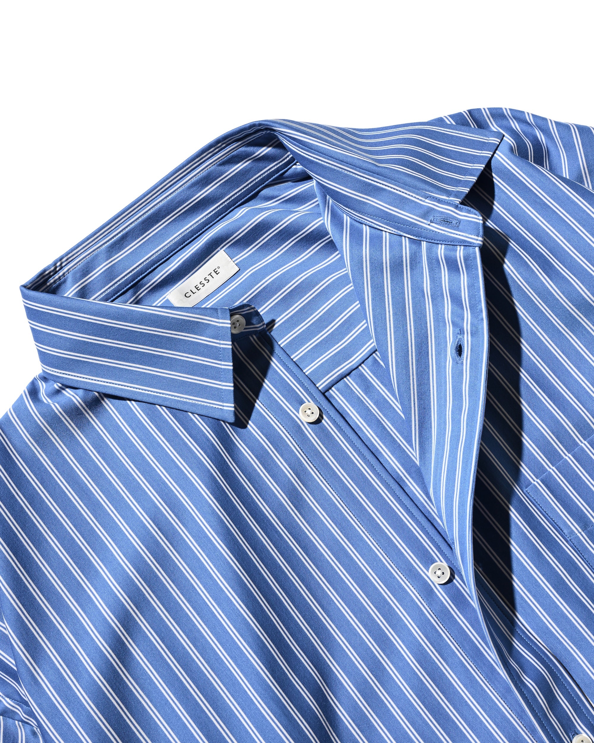 【9.17 WED 20:00- IN STOCK】46G KNIT EVERYDAY L/S SHIRT (SAX BLUE STRIPE)