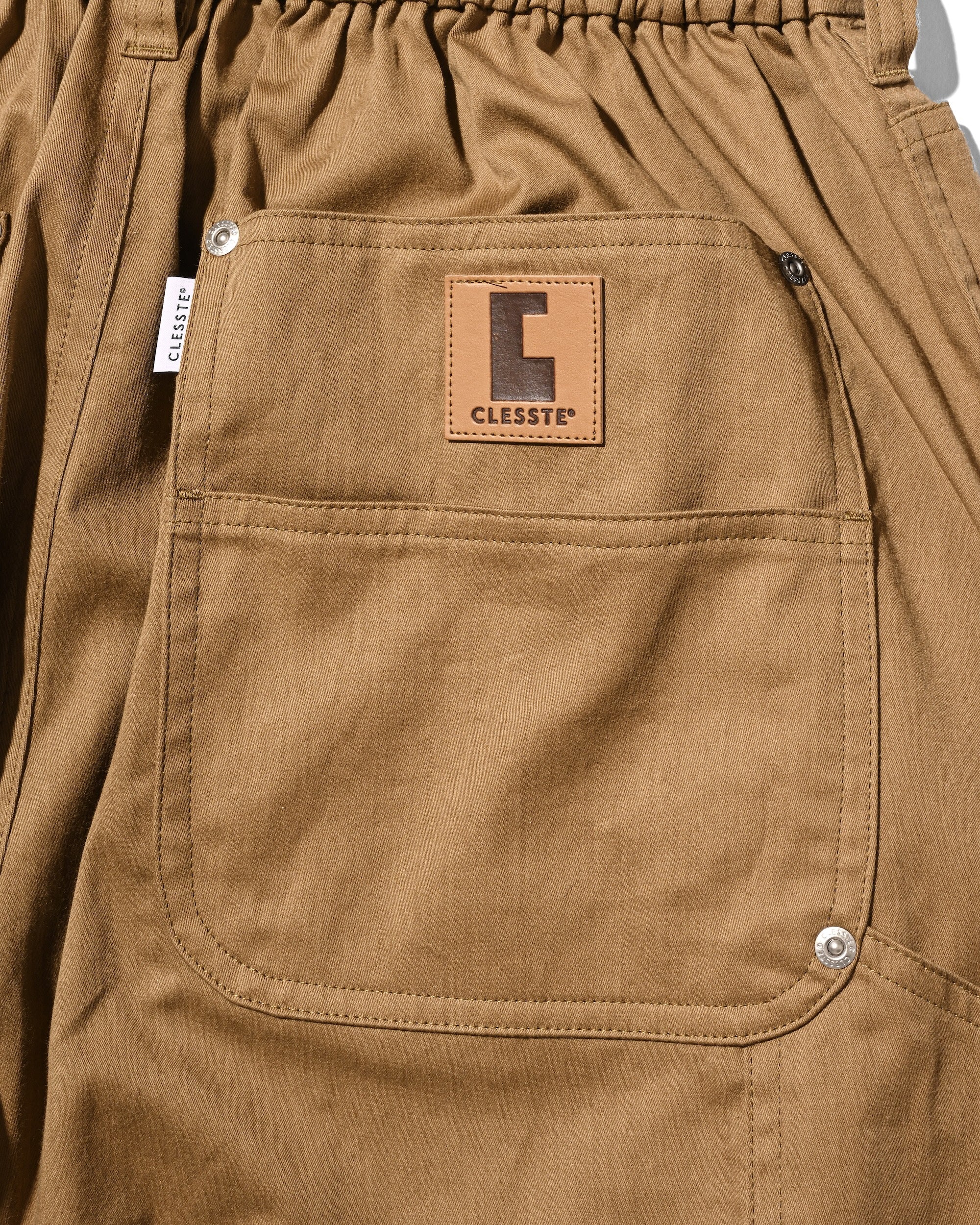 VINTAGE EFFECT DOUBLE KNEE CURVED WORKER PANTS (BEIGE)