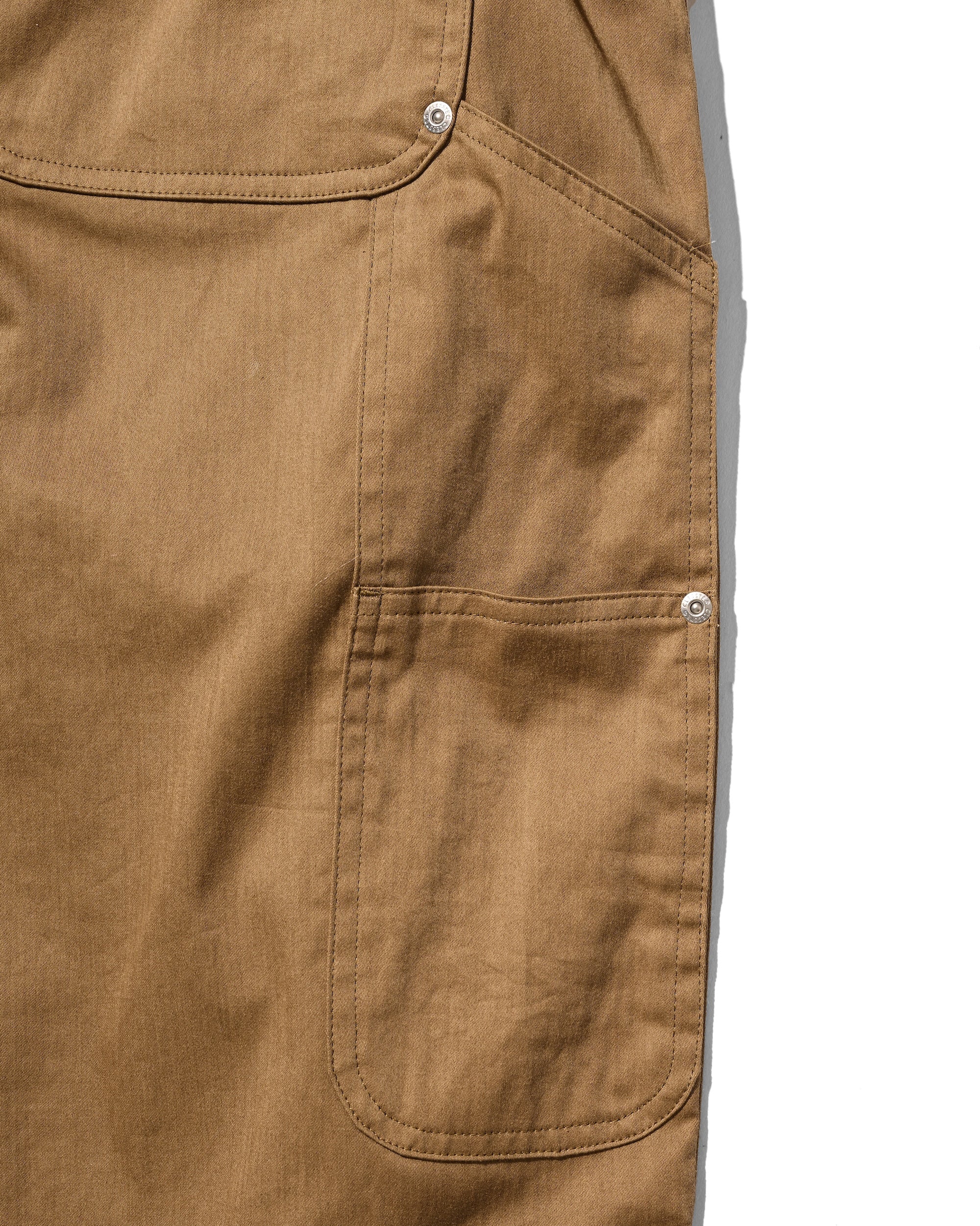VINTAGE EFFECT DOUBLE KNEE CURVED WORKER PANTS (BEIGE)
