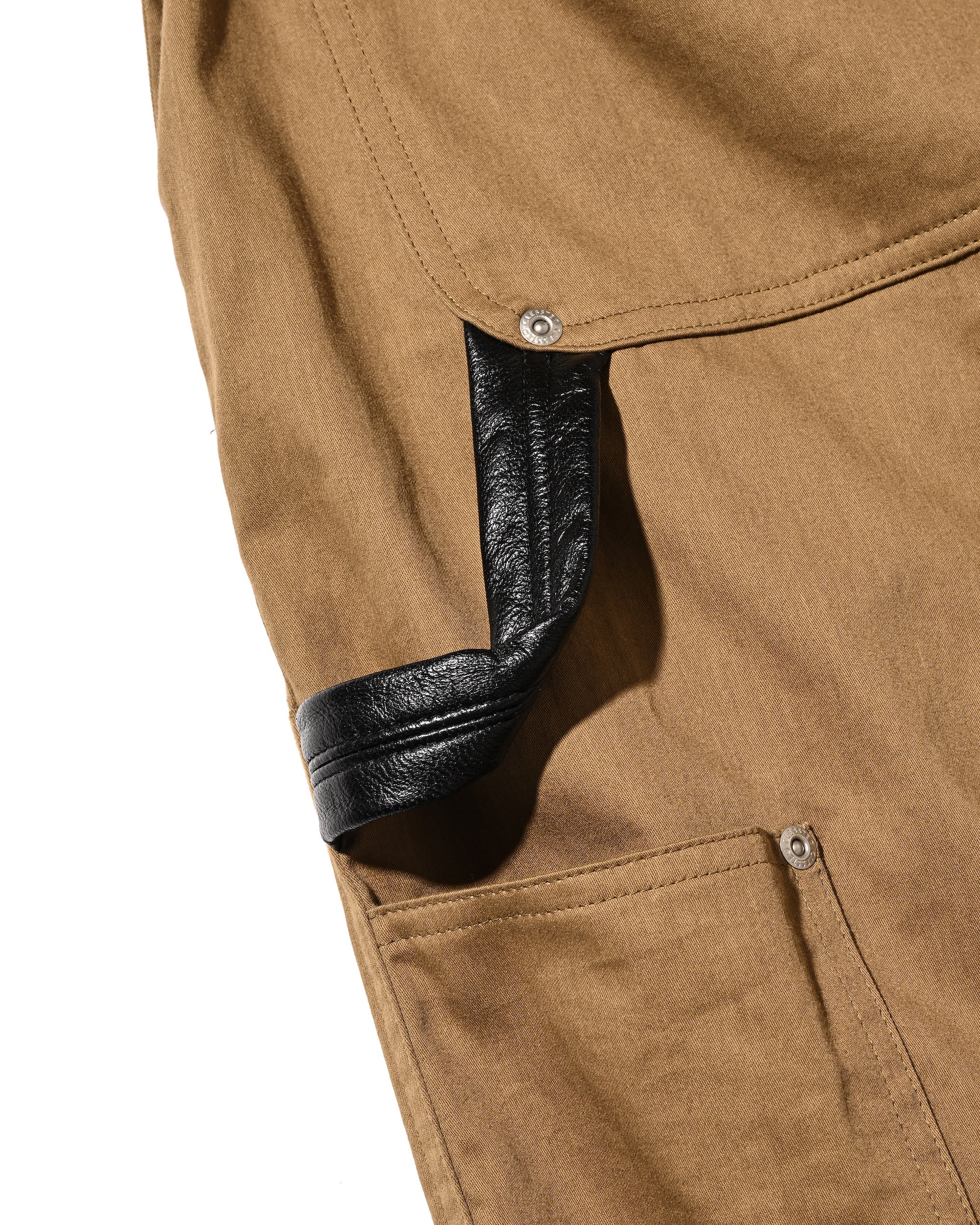 VINTAGE EFFECT DOUBLE KNEE CURVED WORKER PANTS (BEIGE)