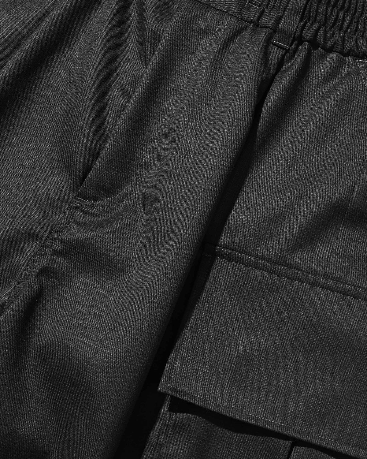 GLEN PLAID WOOL CITY MEGA POCKET BALLOON CARGO HALF PANTS(CHECK)