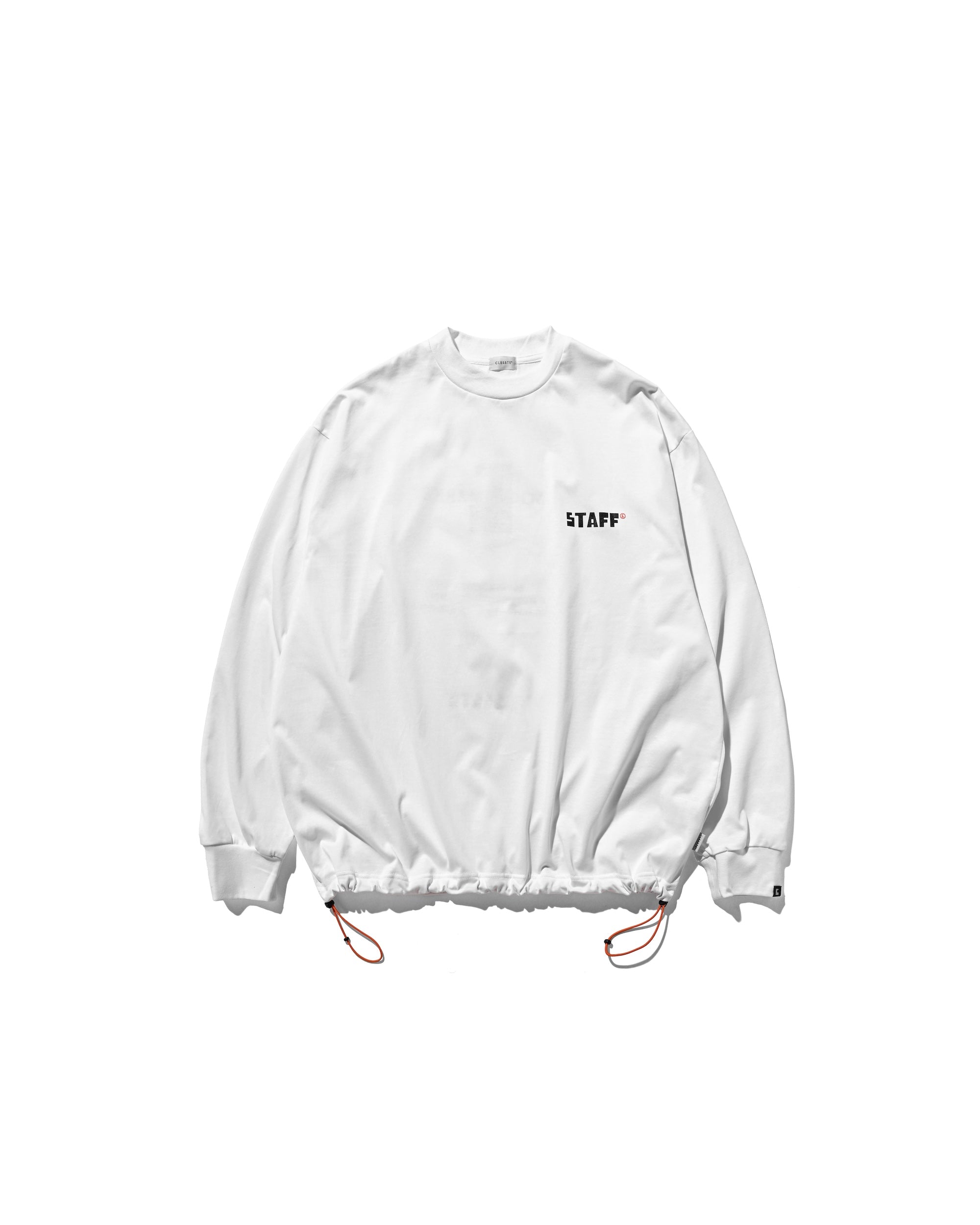 【10.15 WED 20:00- IN STOCK】"C×YGM"STAFF L/S T-SHIRT WITH DRAWSTRINGS (WHITE)
