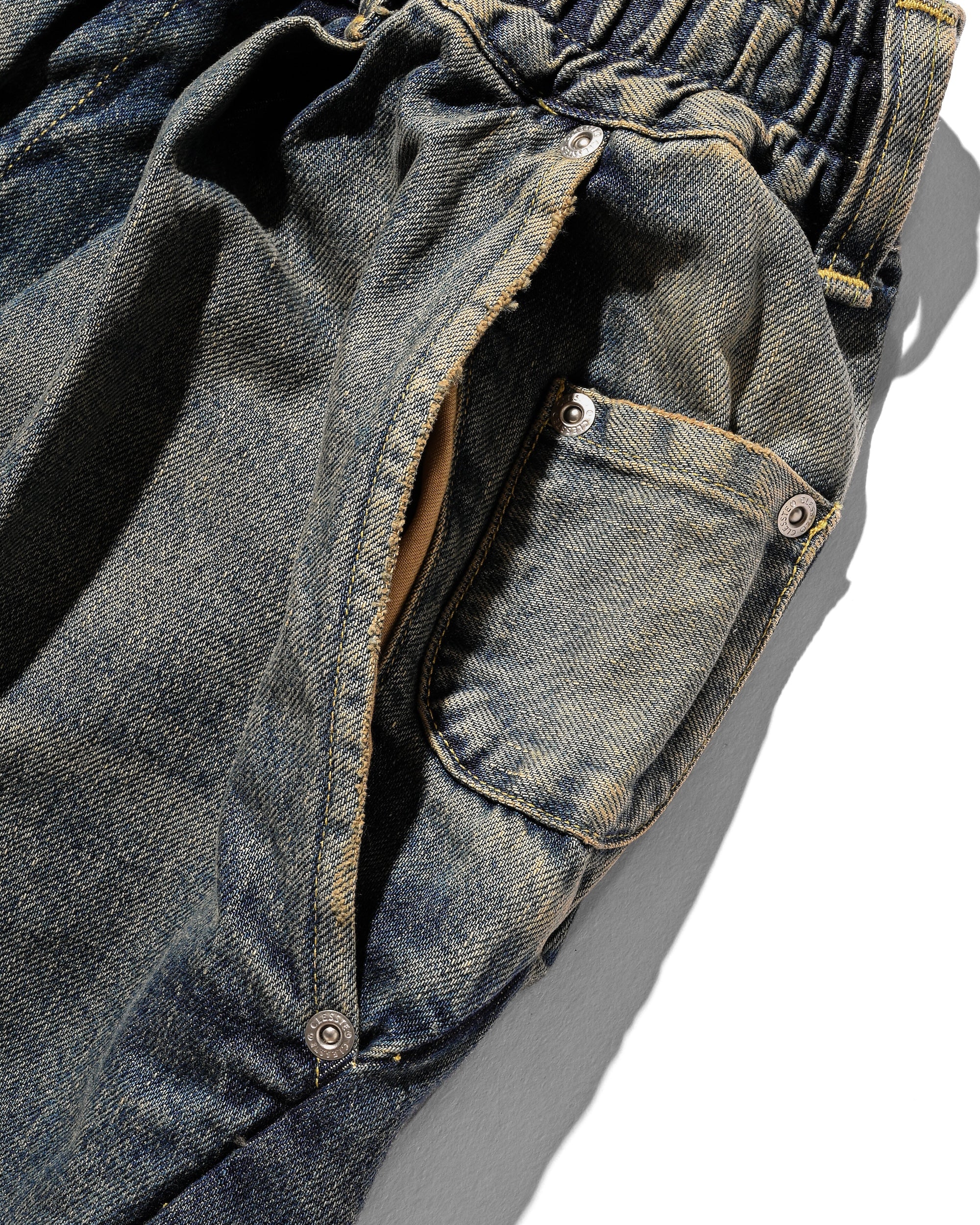 VINTAGE DYED SELVEDGE DENIM MASSIVE TWISTED PANTS (VINTAGE INDIGO)