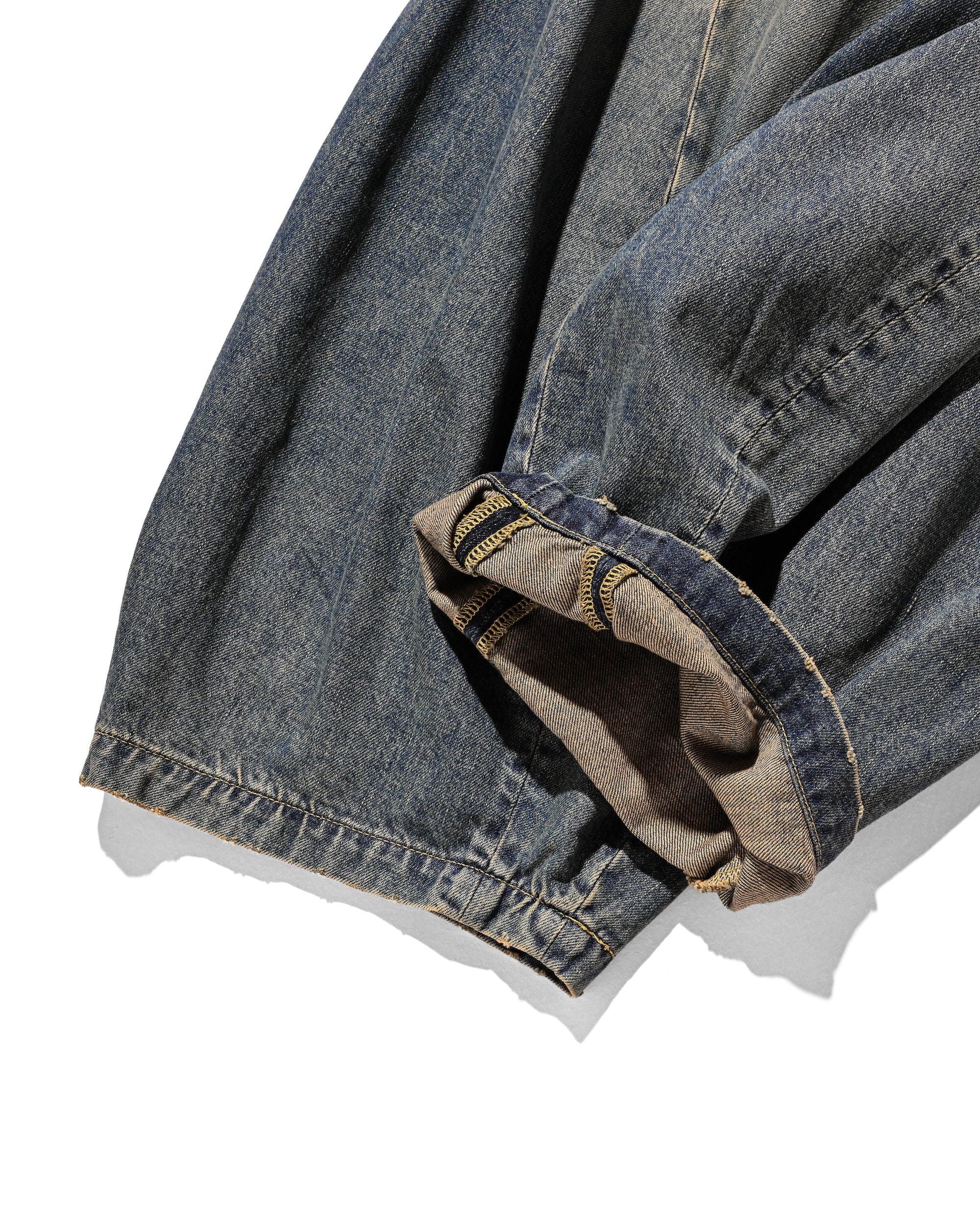 【10.22 WED 20:00- IN STOCK】VINTAGE DYED SELVEDGE DENIM MASSIVE TWISTED PANTS (VINTAGE INDIGO)