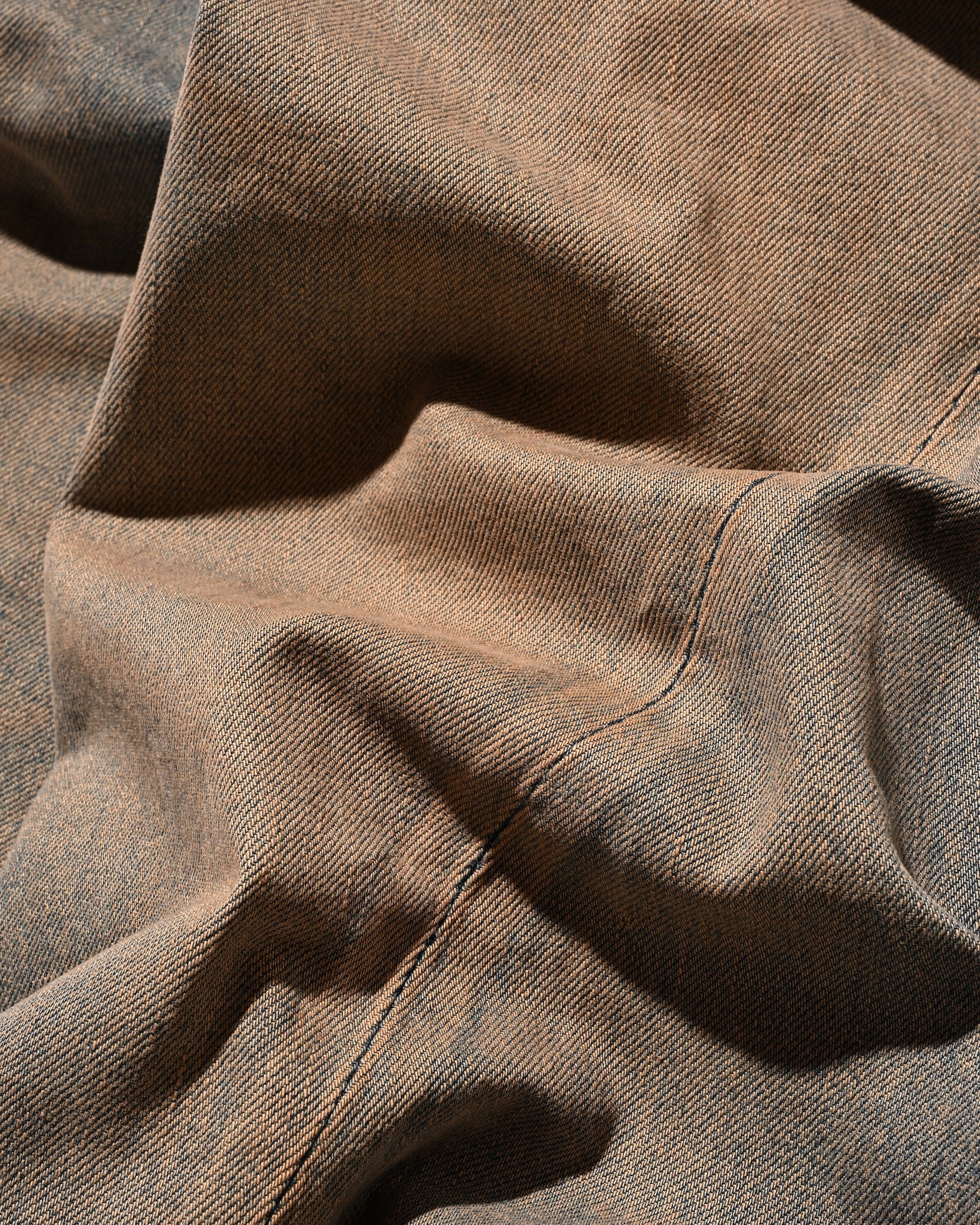 【10.22 WED 20:00- IN STOCK】VINTAGE DYED SELVEDGE DENIM MASSIVE TWISTED PANTS (VINTAGE BROWN)