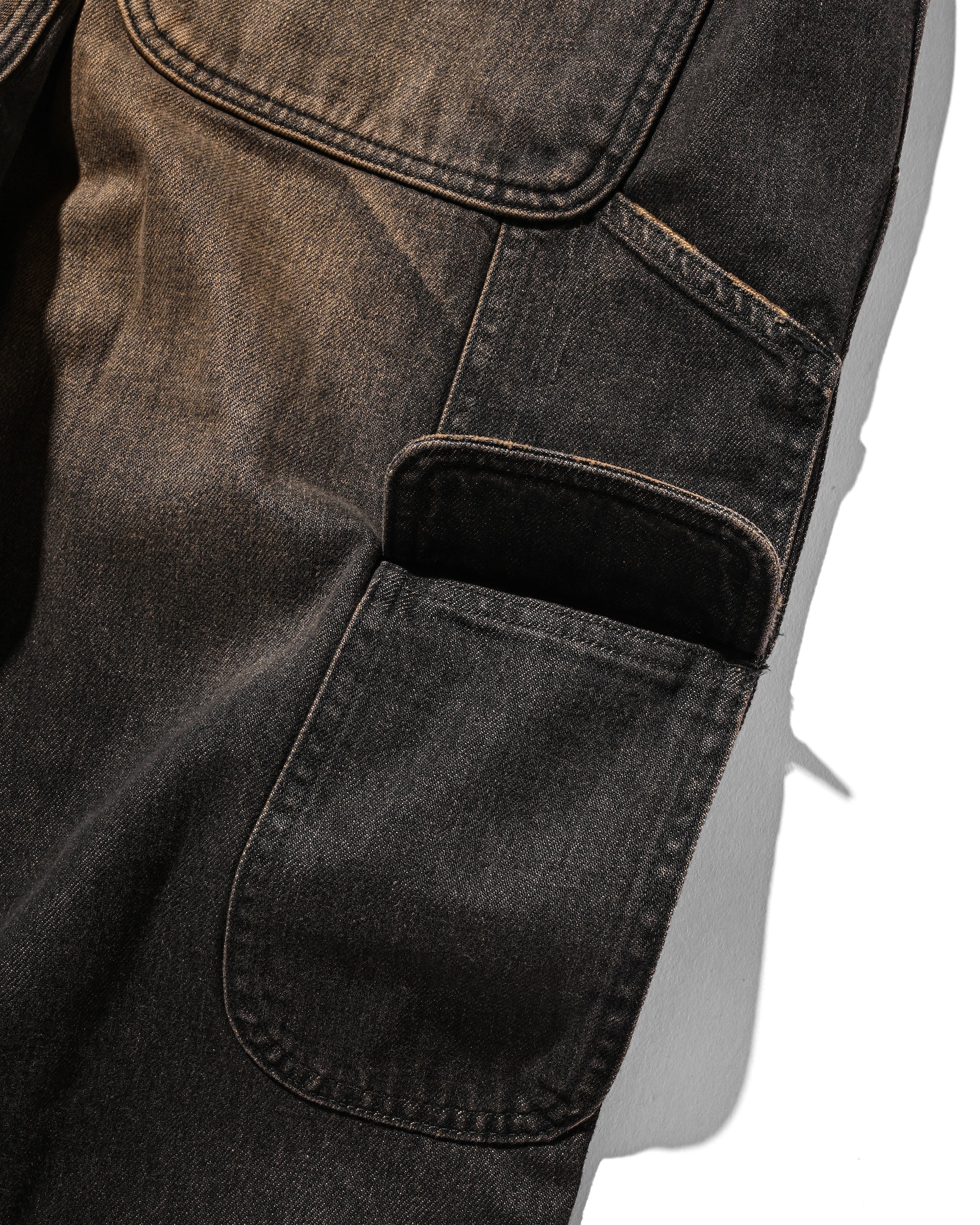 【11.5 WED 20:00- IN STOCK】VINTAGE DYED SELVEDGE DENIM WORKER PANTS (VINTAGE BLACK)