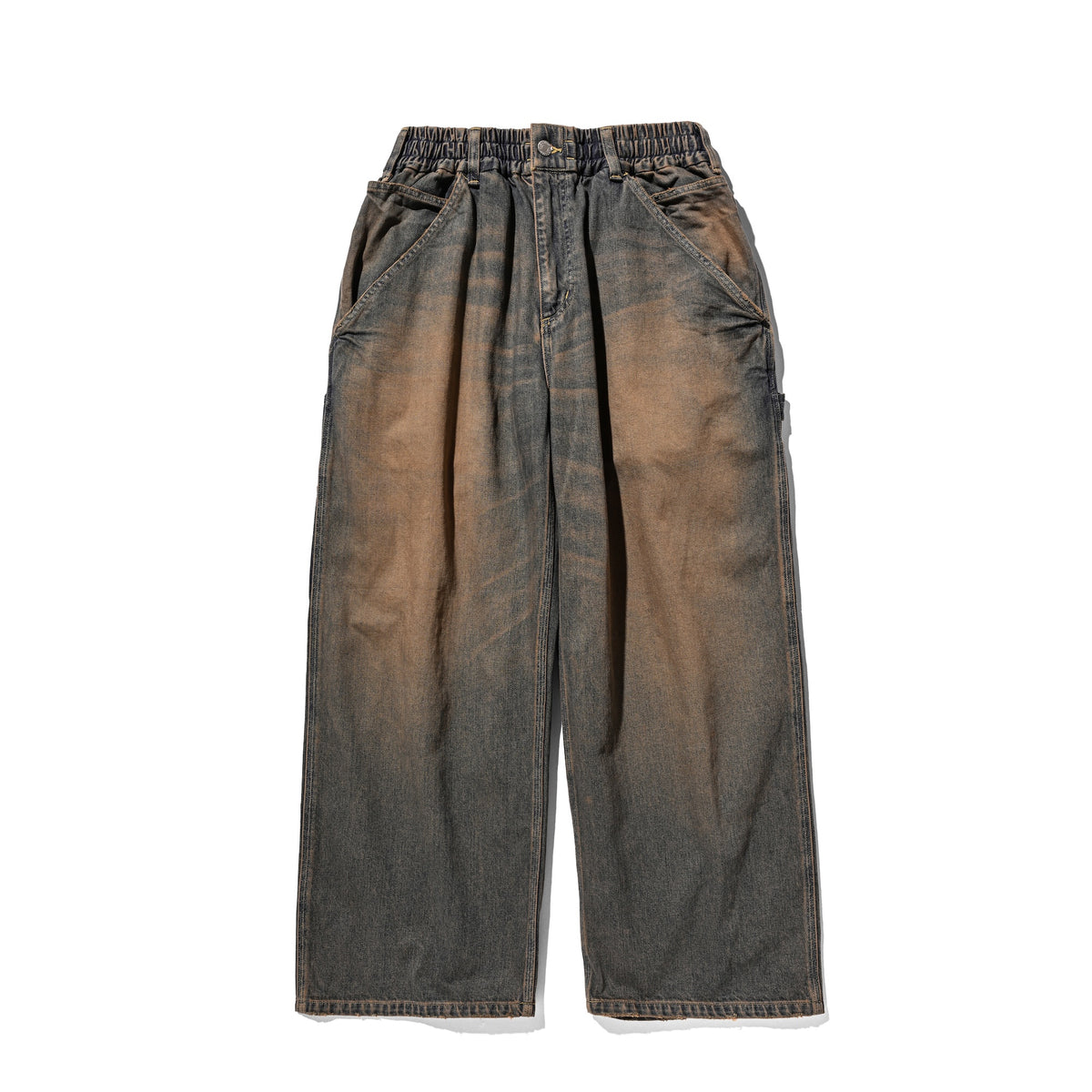 VINTAGE DYED SELVEDGE DENIM WORKER PANTS (VINTAGE BROWN)