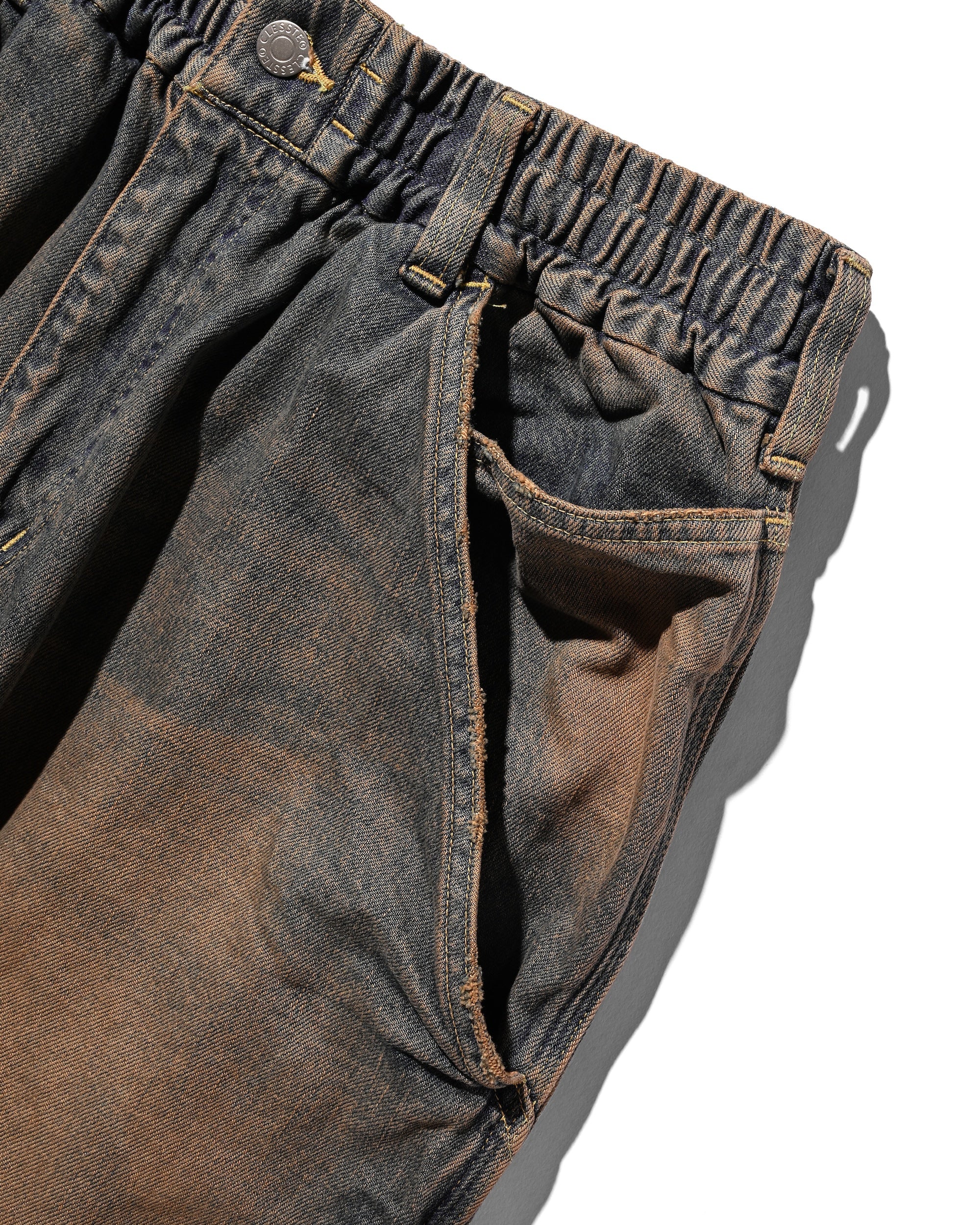 11.5 WED 20:00- IN STOCK】VINTAGE DYED SELVEDGE DENIM WORKER PANTS (VI