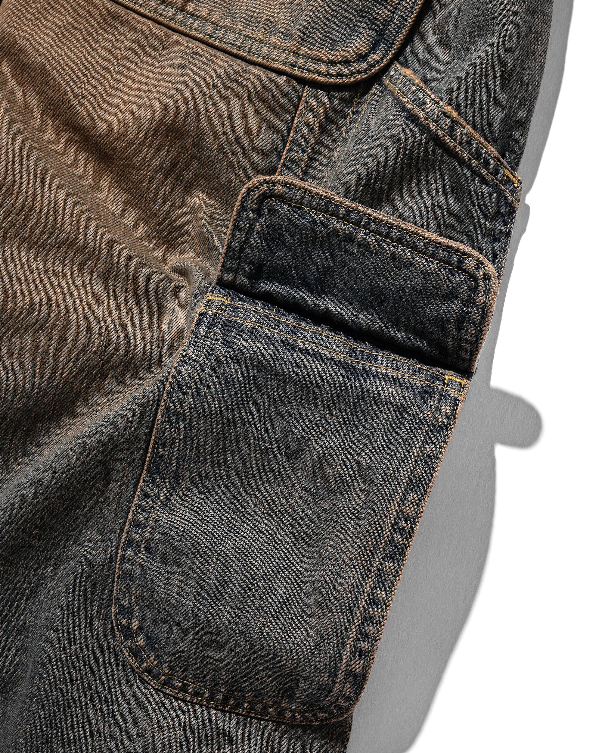 【11.5 WED 20:00- IN STOCK】VINTAGE DYED SELVEDGE DENIM WORKER PANTS (VINTAGE BROWN)