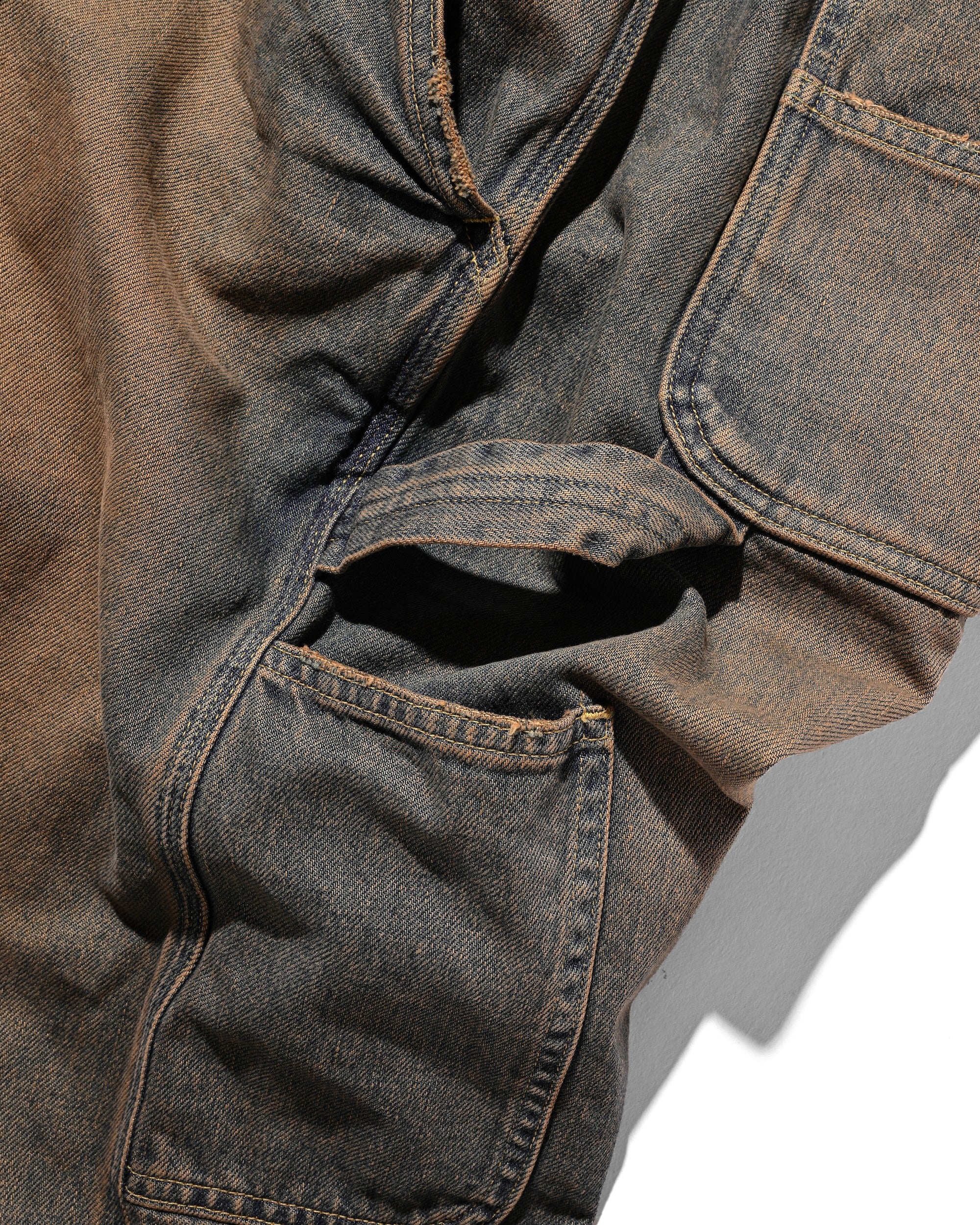 【11.5 WED 20:00- IN STOCK】VINTAGE DYED SELVEDGE DENIM WORKER PANTS (VINTAGE BROWN)