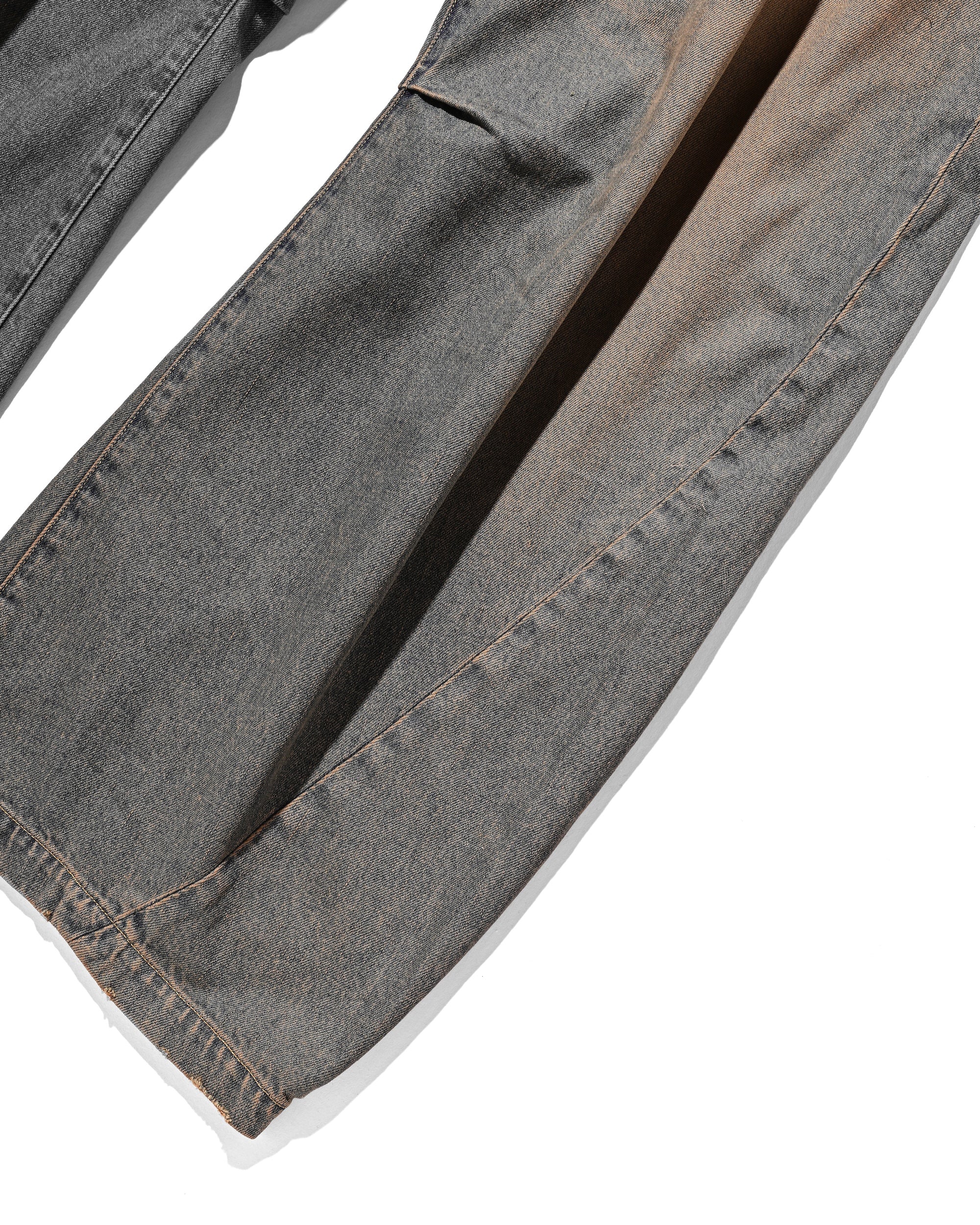 【10.1 WED 20:00- IN STOCK】VINTAGE DYED SELVEDGE DENIM BARREL LEG PANTS (VINTAGE BROWN)