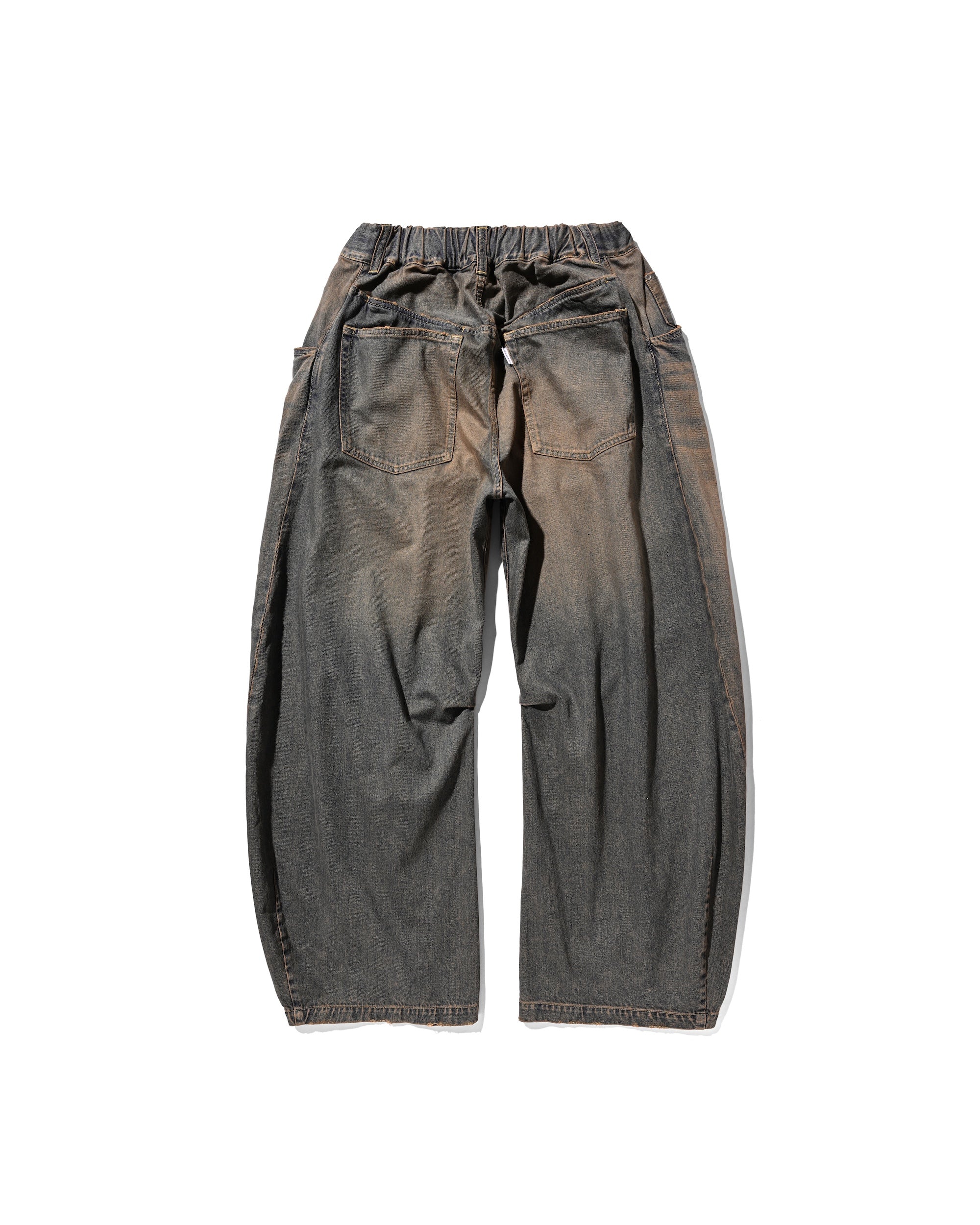 【10.1 WED 20:00- IN STOCK】VINTAGE DYED SELVEDGE DENIM BARREL LEG PANTS (VINTAGE BROWN)