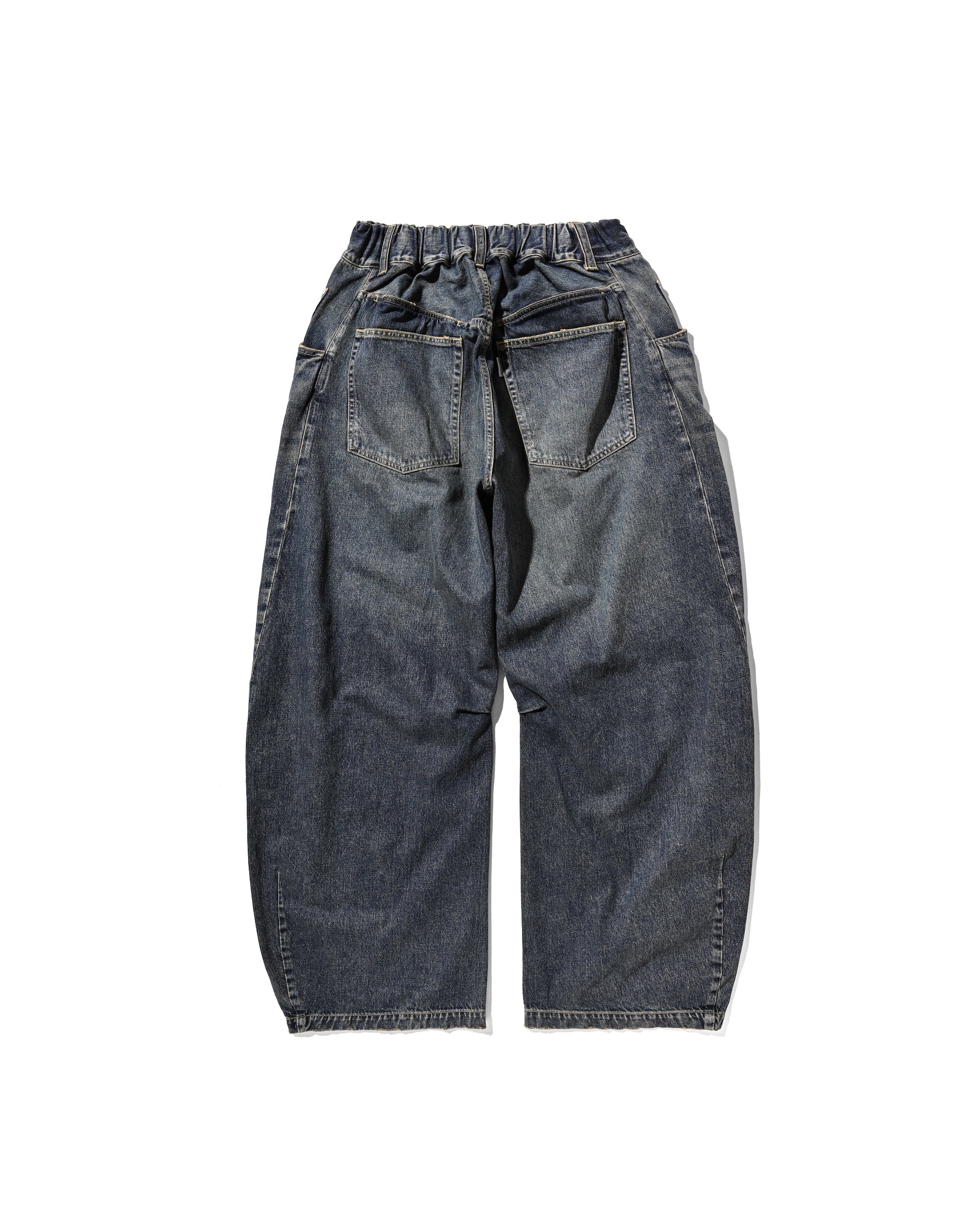 【10.1 WED 20:00- IN STOCK】VINTAGE DYED SELVEDGE DENIM BARREL LEG PANTS (VINTAGE INDIGO)