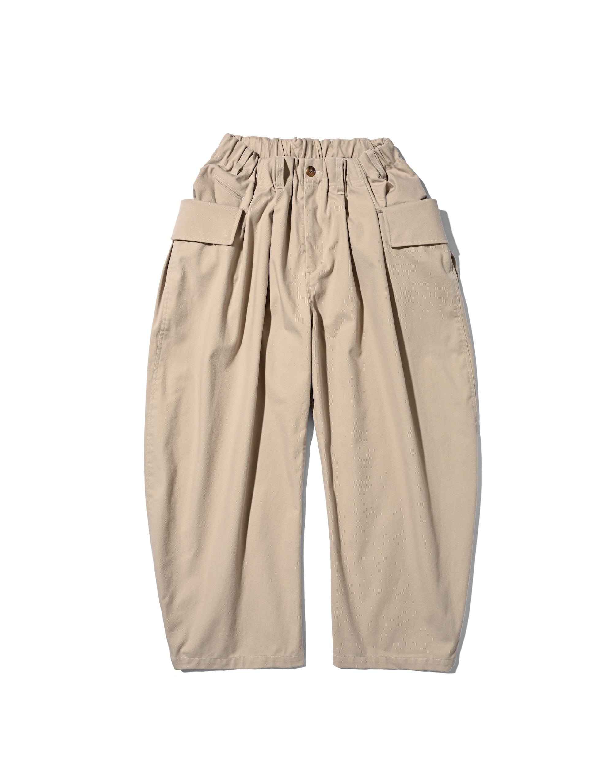 【4.25 SAT 20:00- IN STOCK】SIDE FLAP CURVE PANTS (BEIGE)
