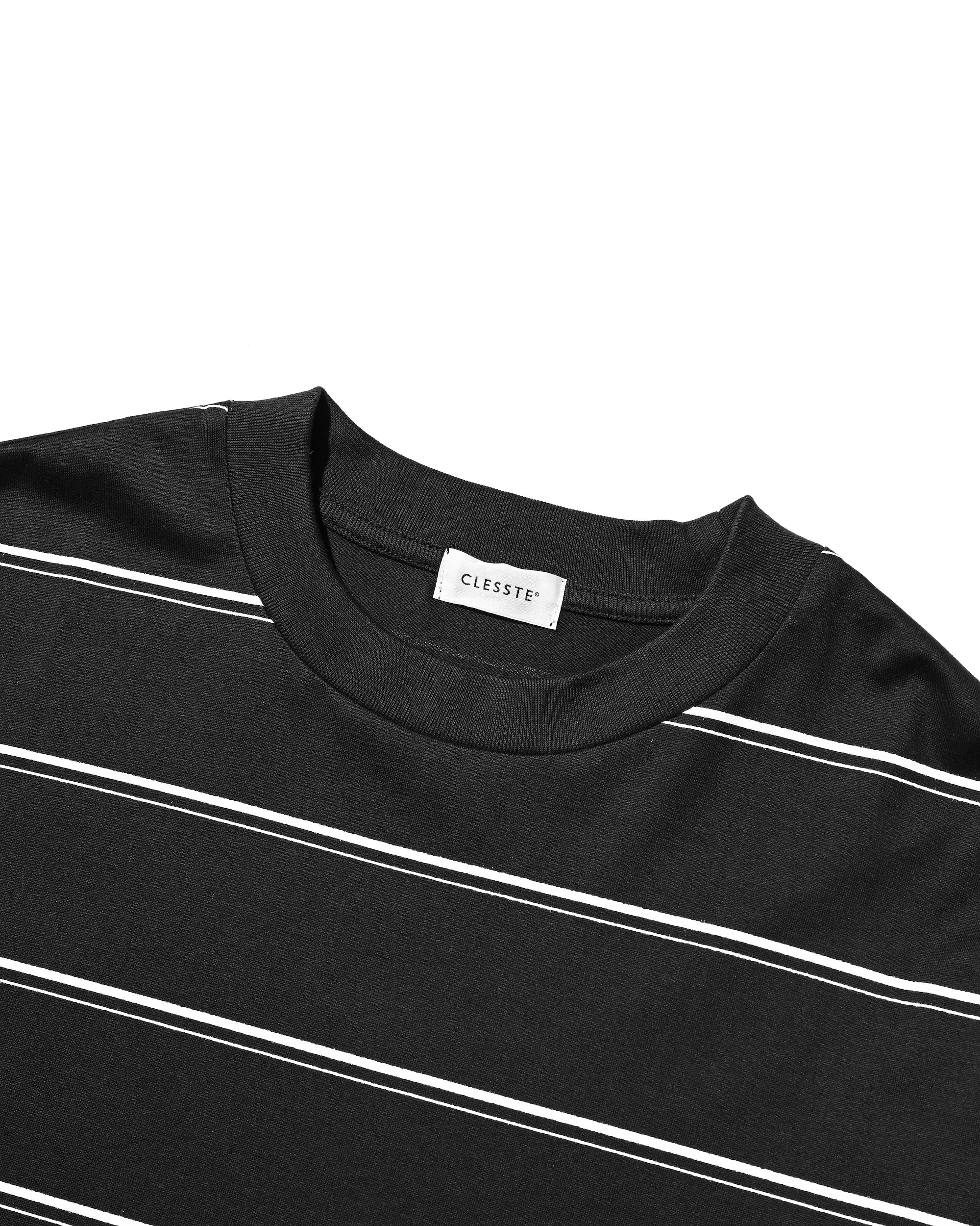 THICK THIN STRIPE L/S T-SHIRT WITH DRAWSTRINGS (BLACK)