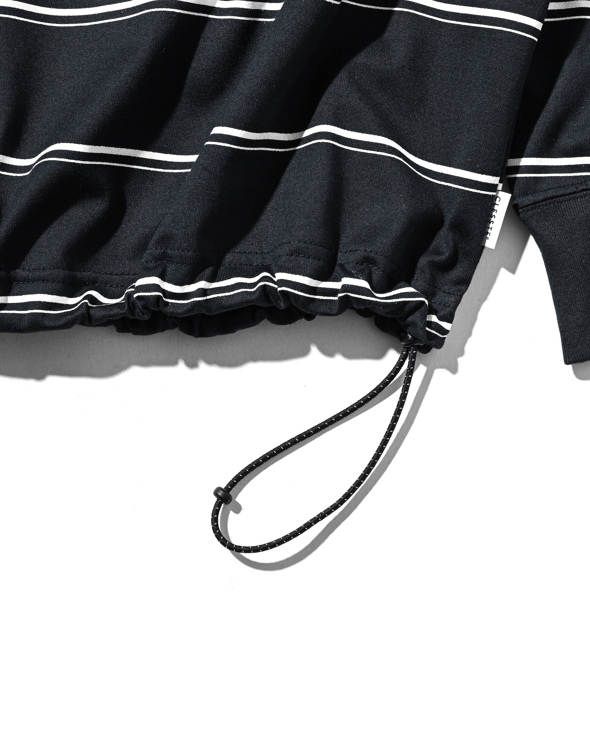 THICK THIN STRIPE L/S T-SHIRT WITH DRAWSTRINGS (NAVY)