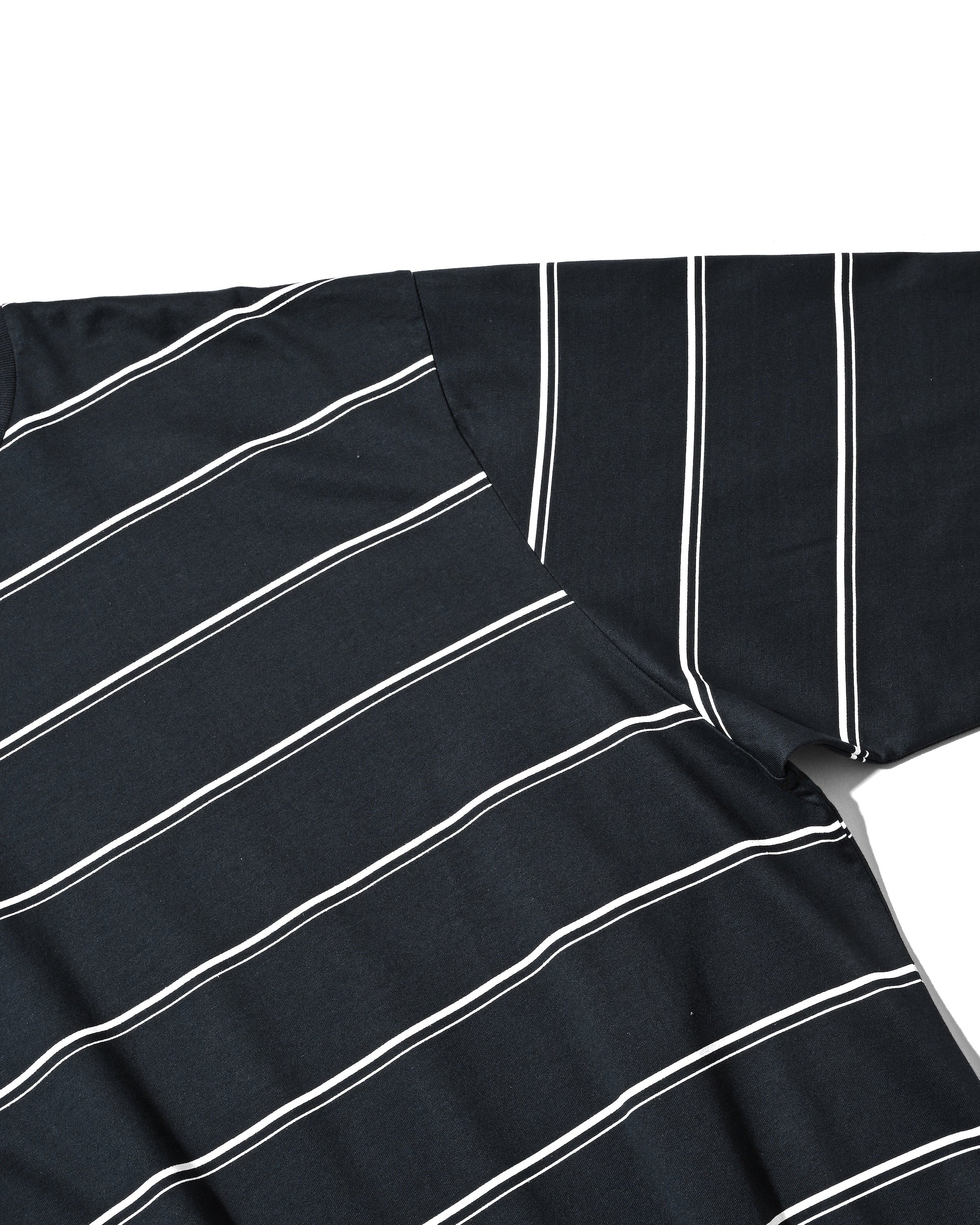 THICK THIN STRIPE L/S T-SHIRT WITH DRAWSTRINGS (NAVY)