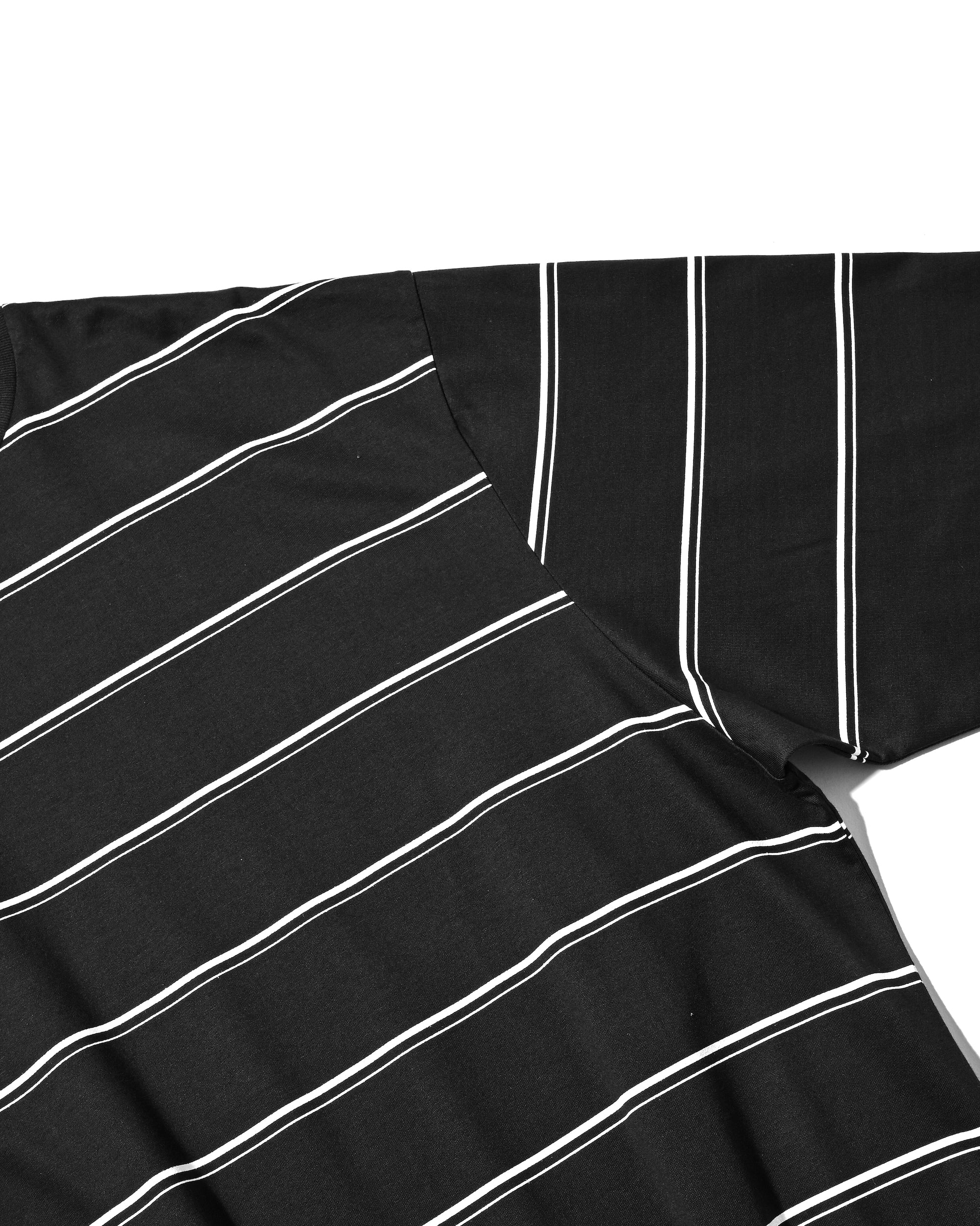 THICK THIN STRIPE L/S T-SHIRT WITH DRAWSTRINGS (BLACK)