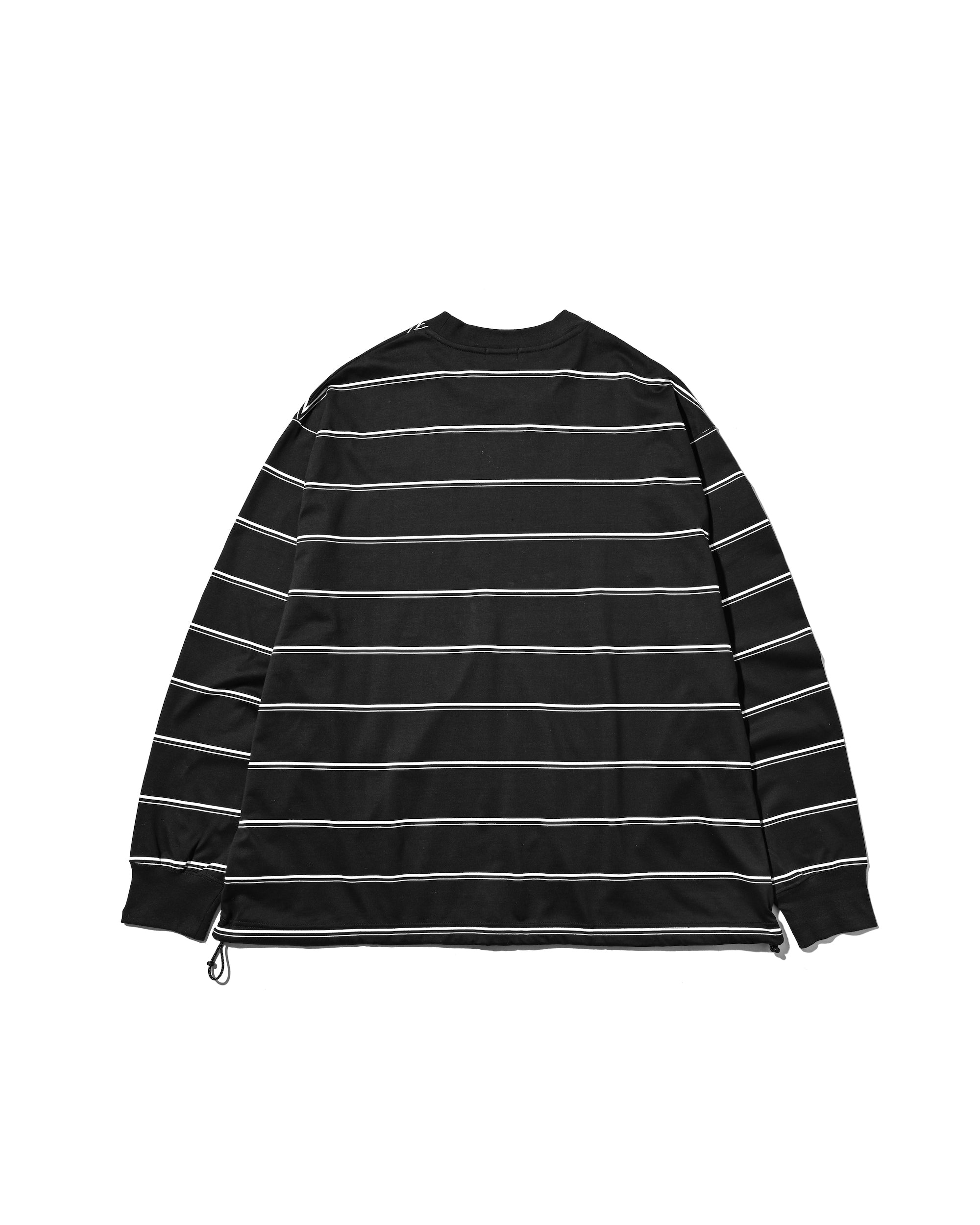 THICK THIN STRIPE L/S T-SHIRT WITH DRAWSTRINGS (BLACK)