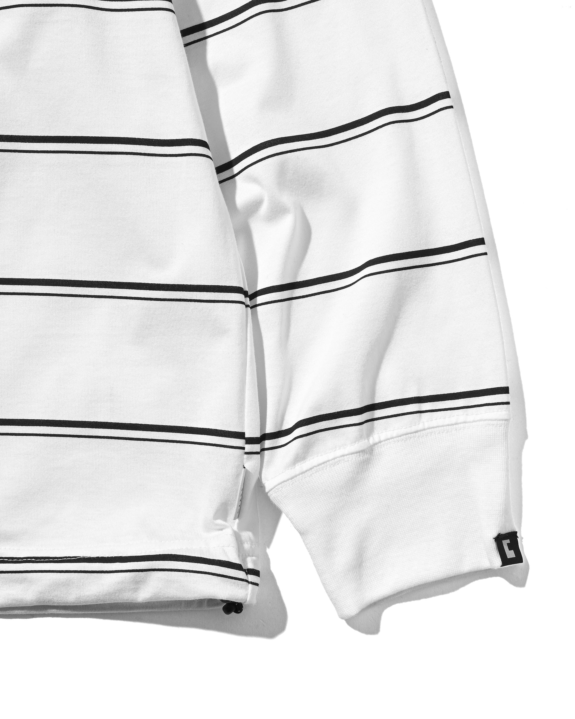 THICK THIN STRIPE L/S T-SHIRT WITH DRAWSTRINGS (WHITE))