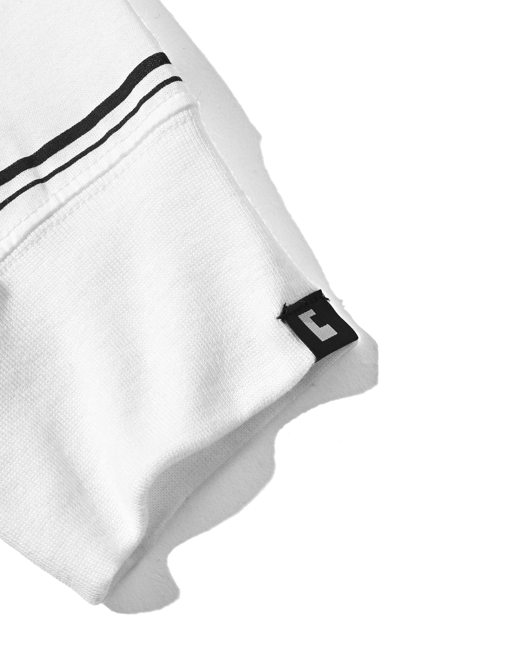 THICK THIN STRIPE L/S T-SHIRT WITH DRAWSTRINGS (WHITE))