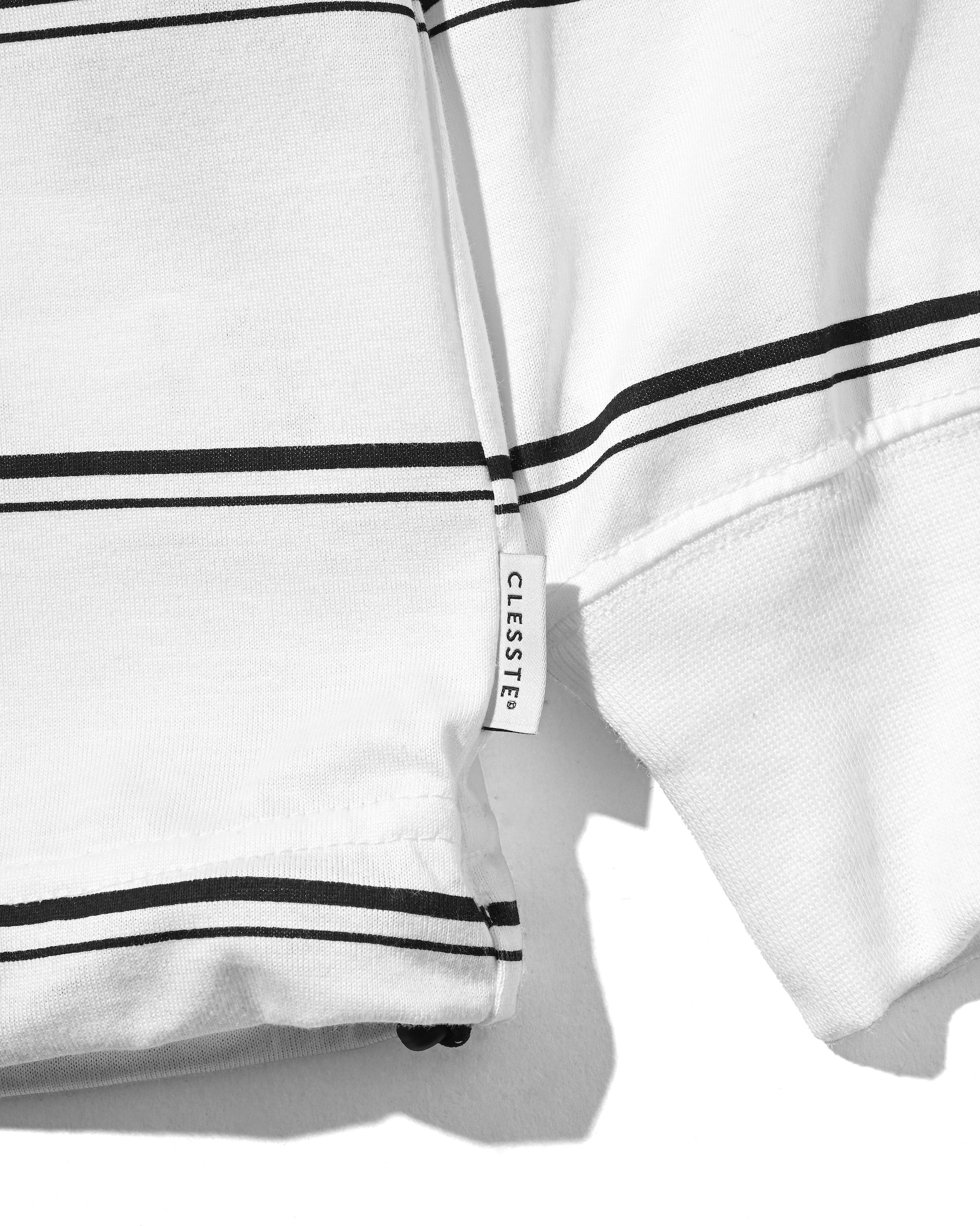 THICK THIN STRIPE L/S T-SHIRT WITH DRAWSTRINGS (WHITE))